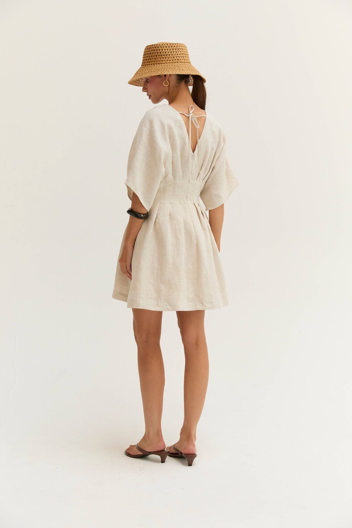 CD9813 - Thea Pleated Linen Mini Dress