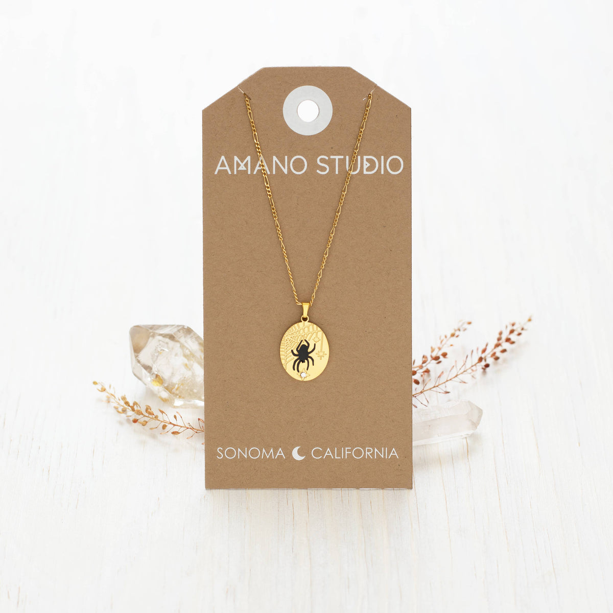 Black Spider Pendant Necklace