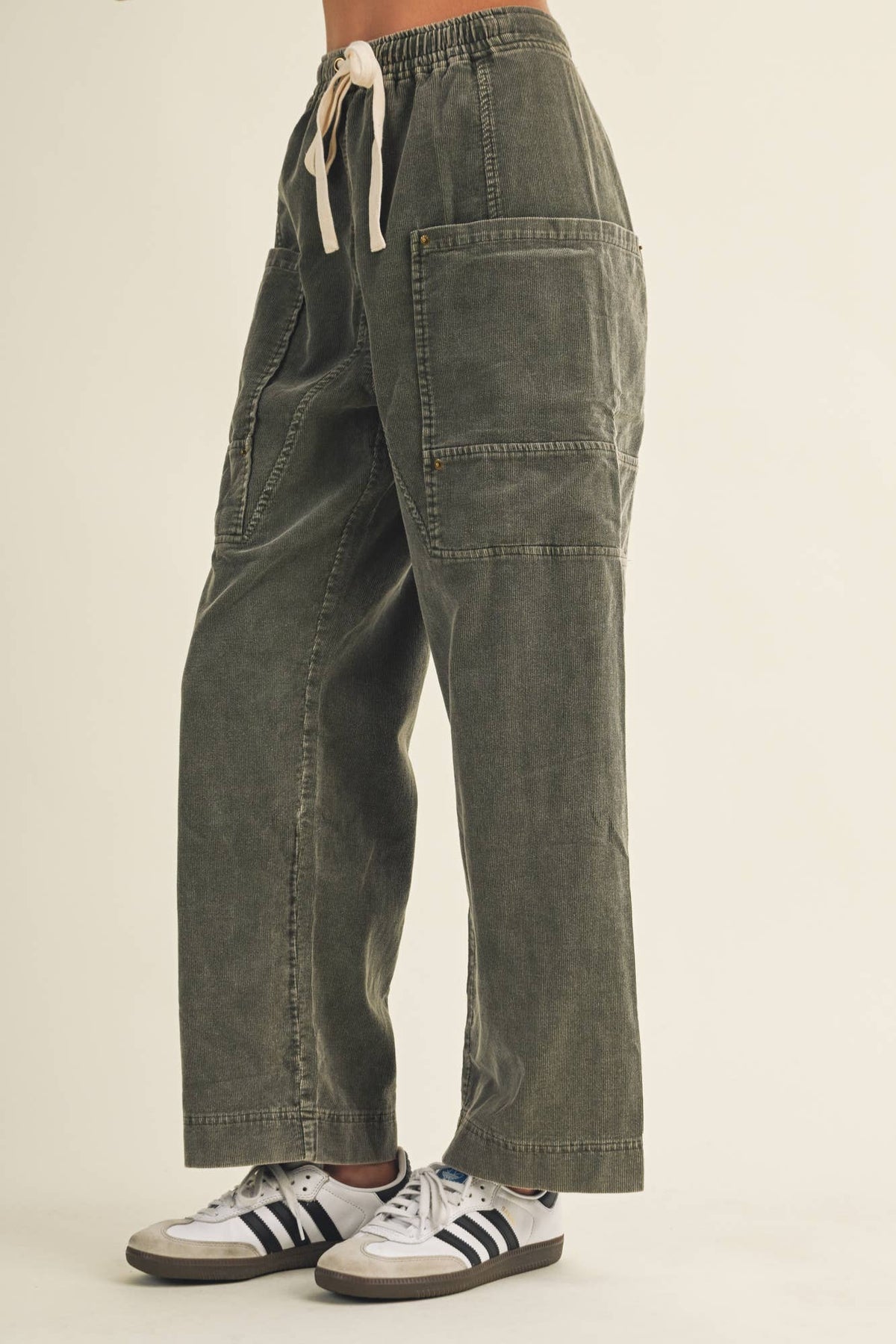 Wide-Leg Garment-Dyed Utility Trousers