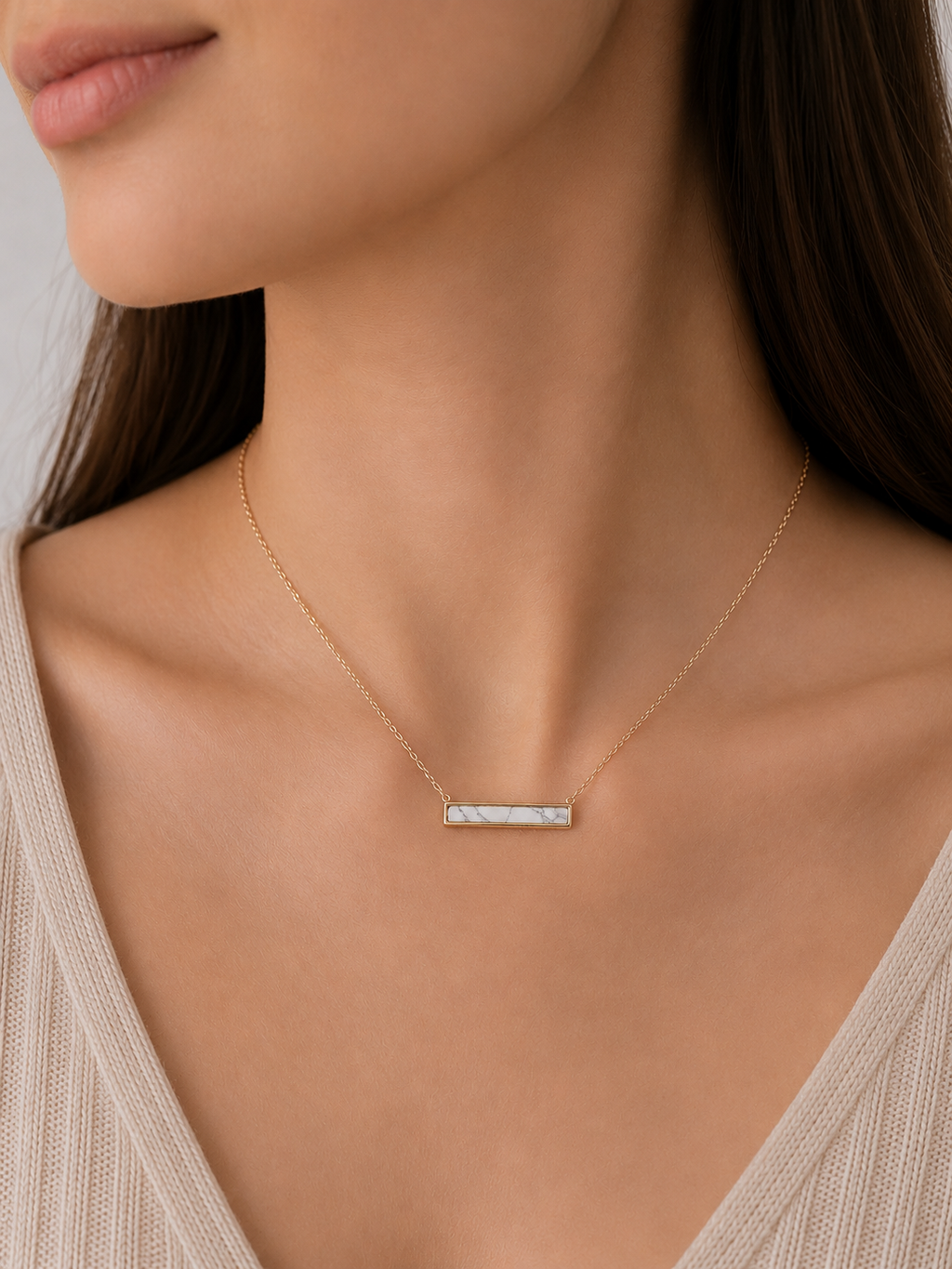 Turquoise Bar Necklace - Gold Filled, Sterling Silver