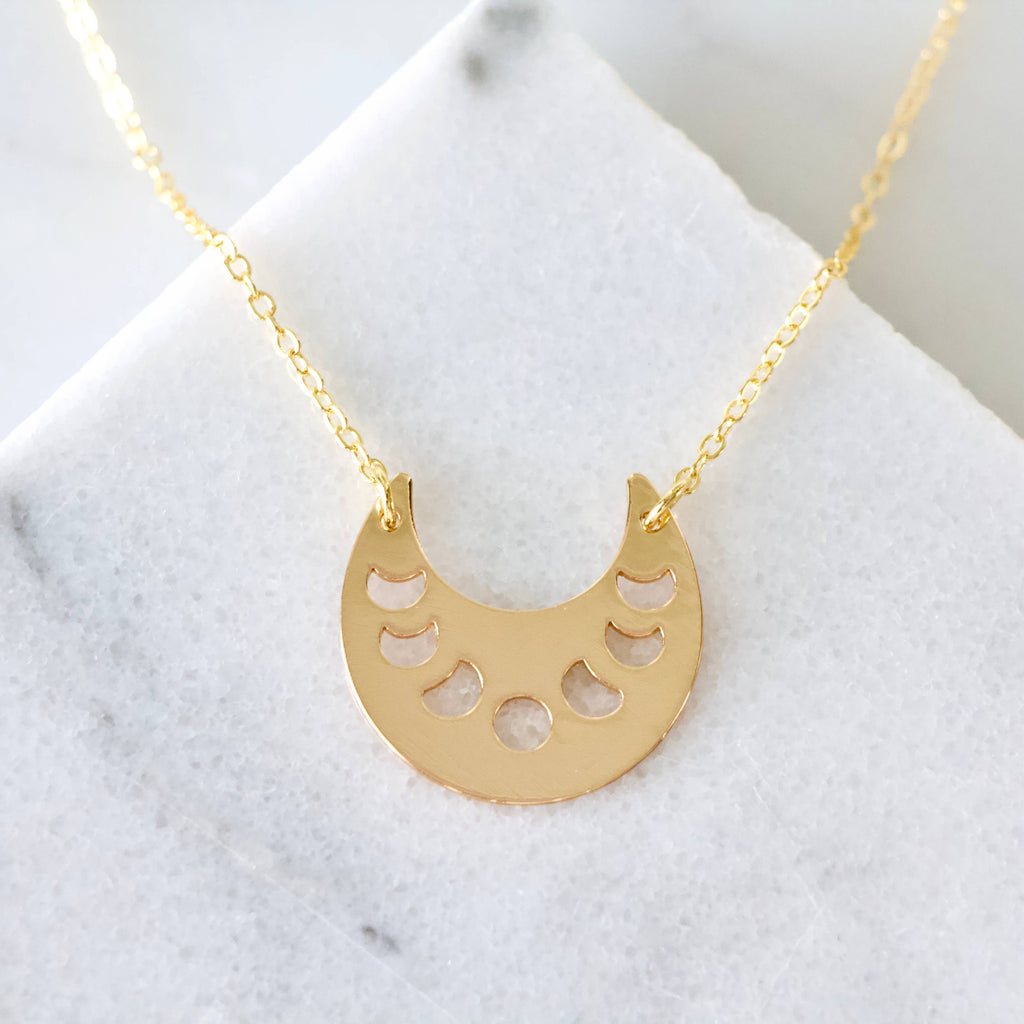 Collar Necklace - Moon Phase, Moth, Leaf