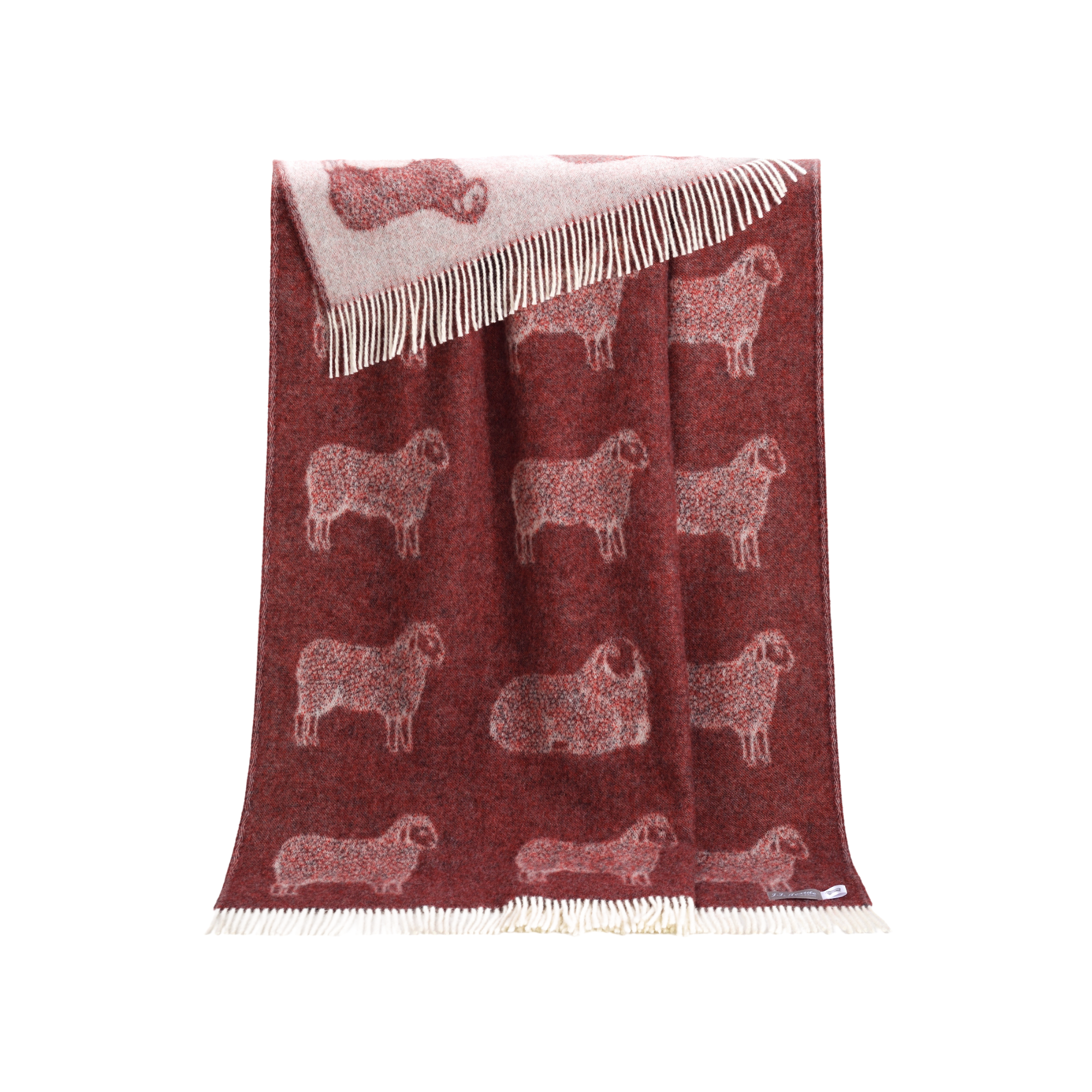 Sheep Burgundy Red Pure Wool Throw