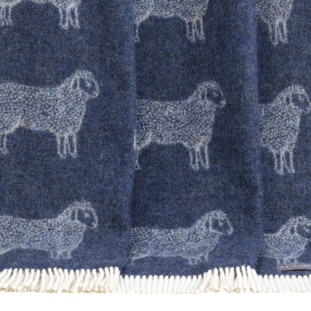 Denim Blue Sheep Pure Wool Throw