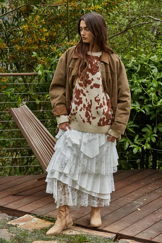L8757 | Woven Cotton Collared Zip-Up Long Sleeve Jacket