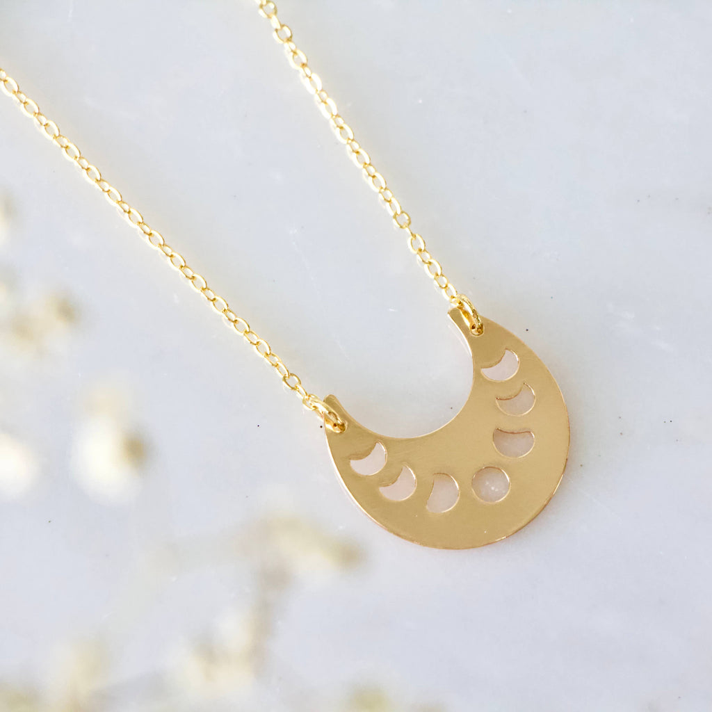 Collar Necklace - Moon Phase, Moth, Leaf