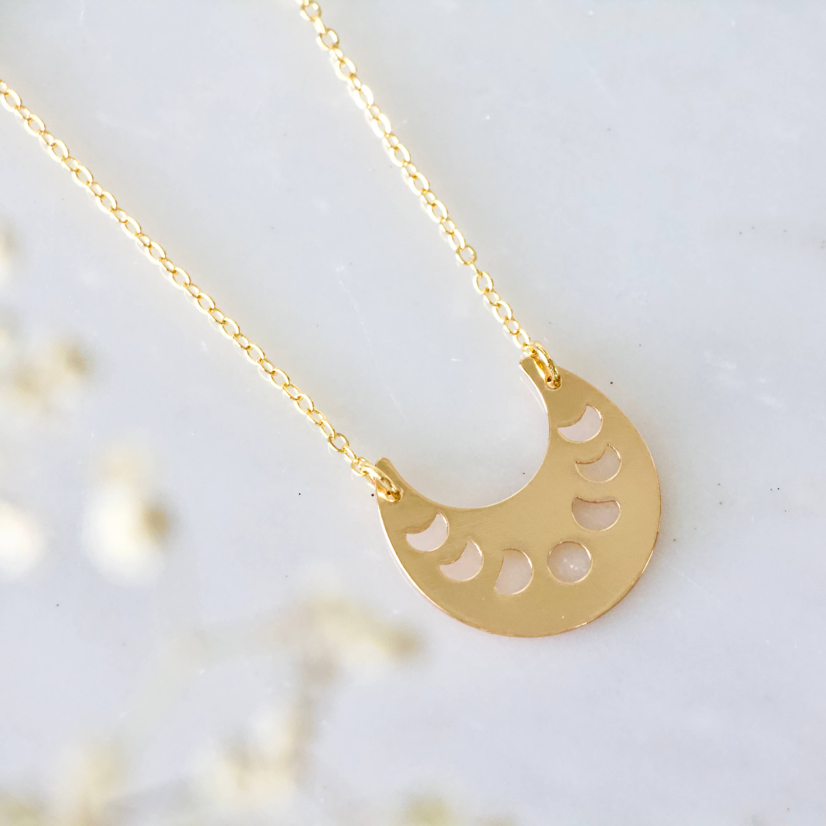 Collar Necklace - Moon Phase, Moth, Leaf