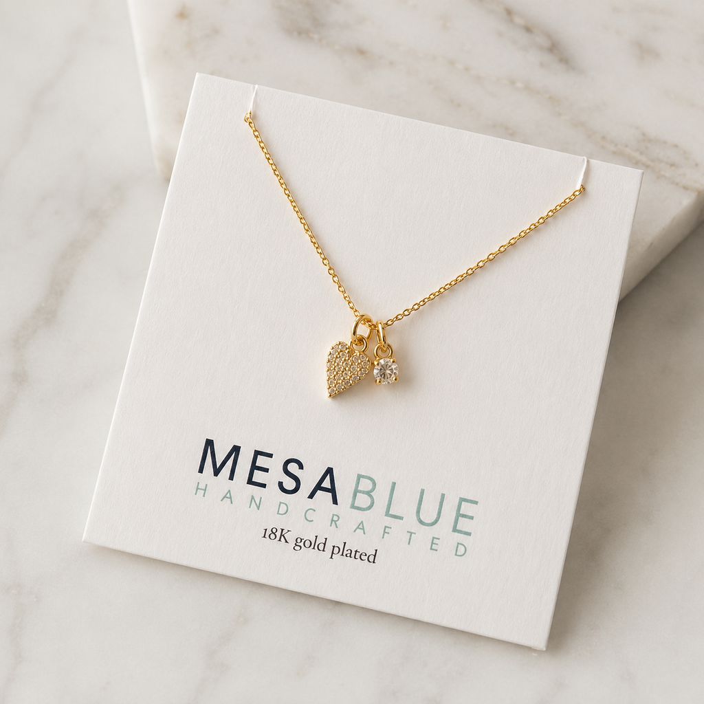 Tiny Pave CZ Heart Necklace