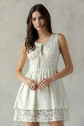 JD8144 - LACE TRIM FLORAL MINI DRESS
