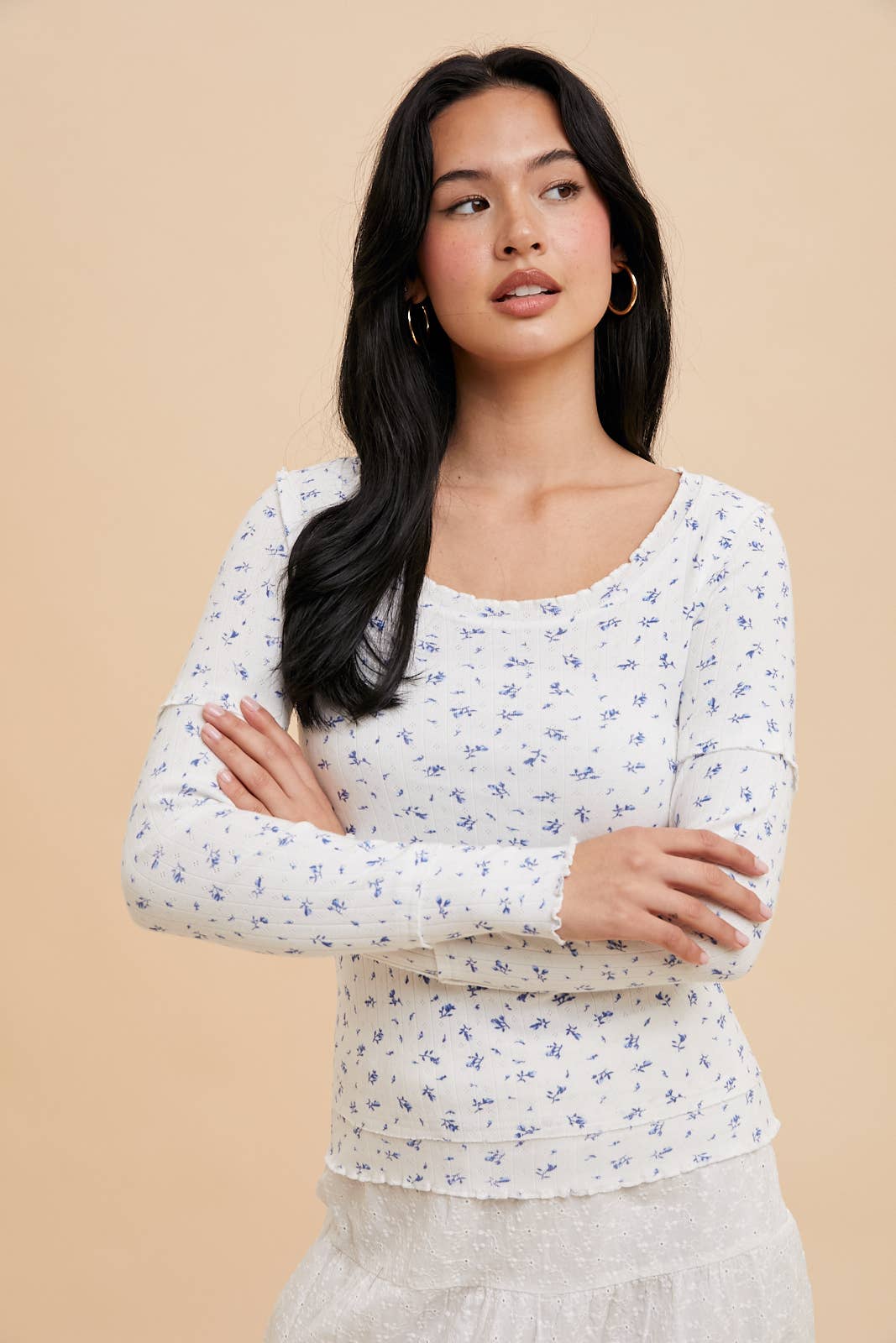 LETTUCE EDGE COTTON FLORAL TOP