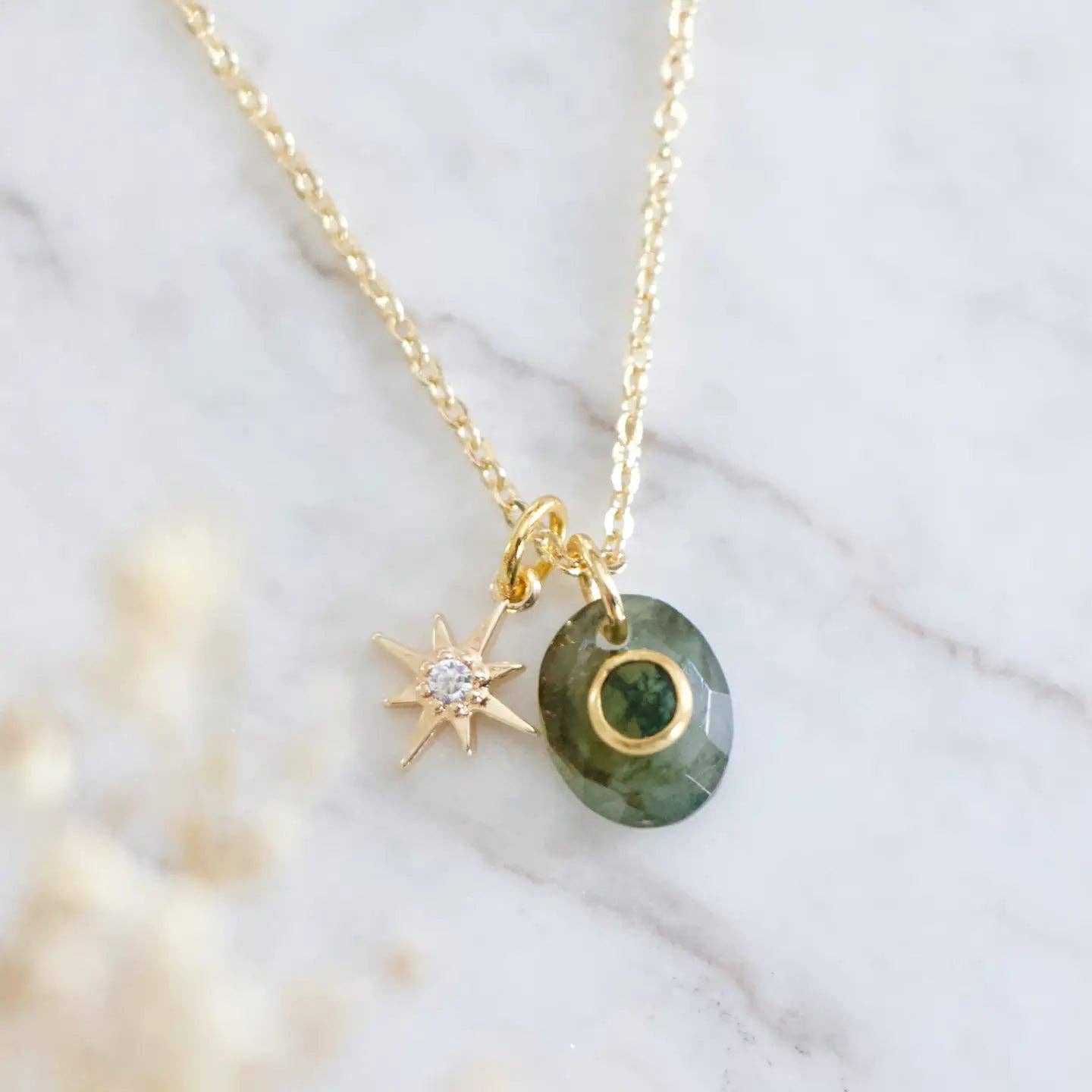 Amazonite, Labradorite, Moonstone Moss Agate Star Necklace