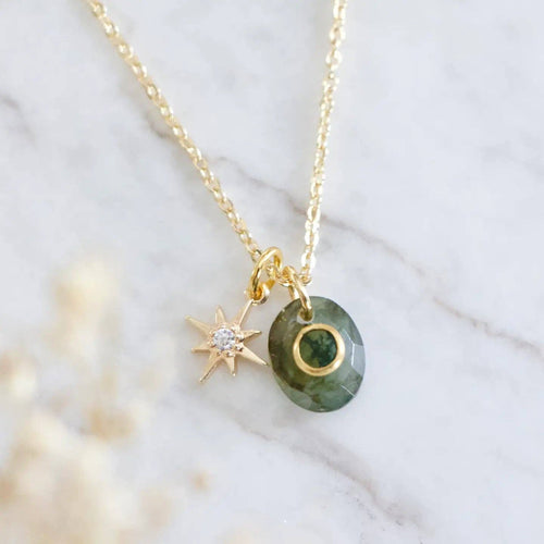 Amazonite, Labradorite, Moonstone Moss Agate Star Necklace
