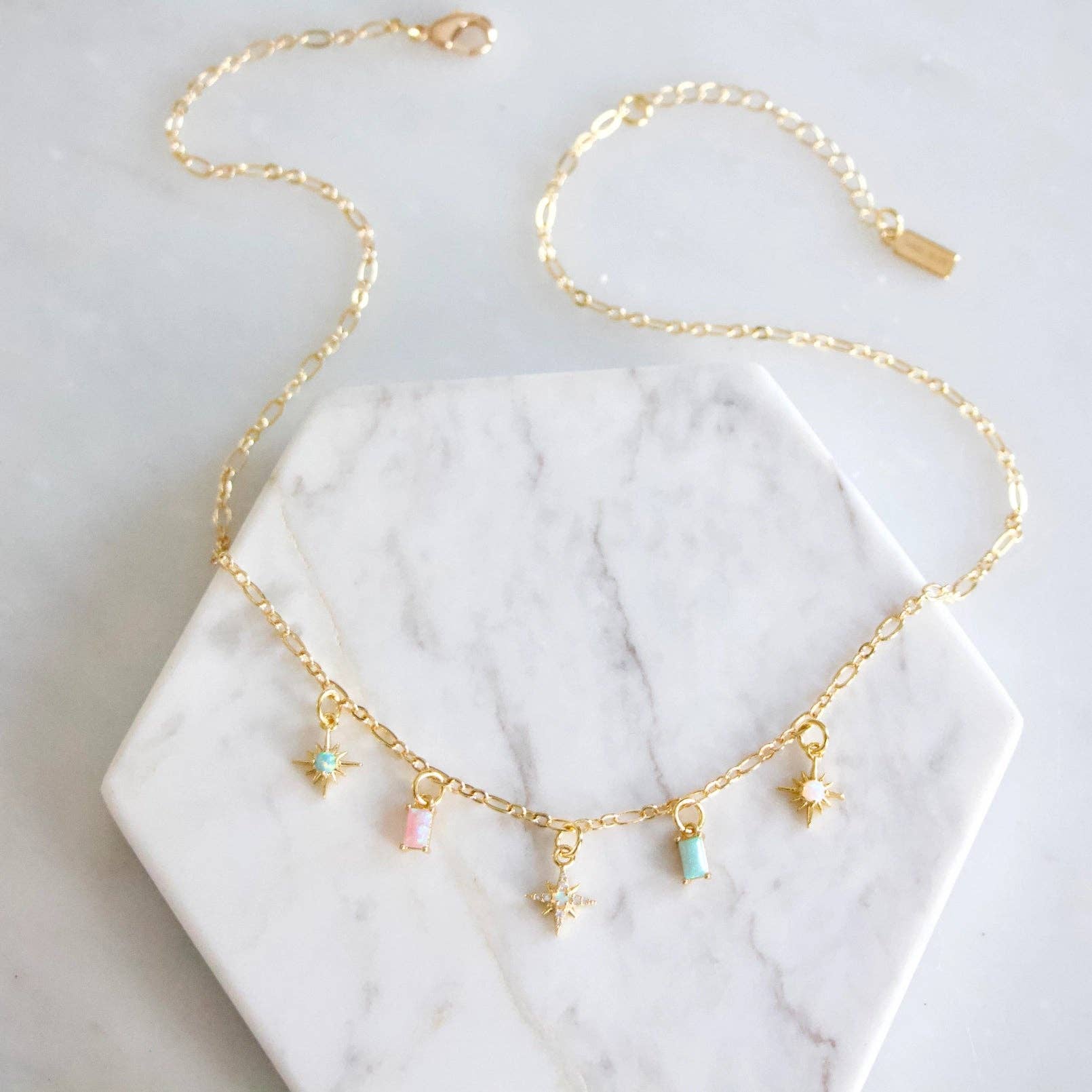 Opal Star Charm Necklace