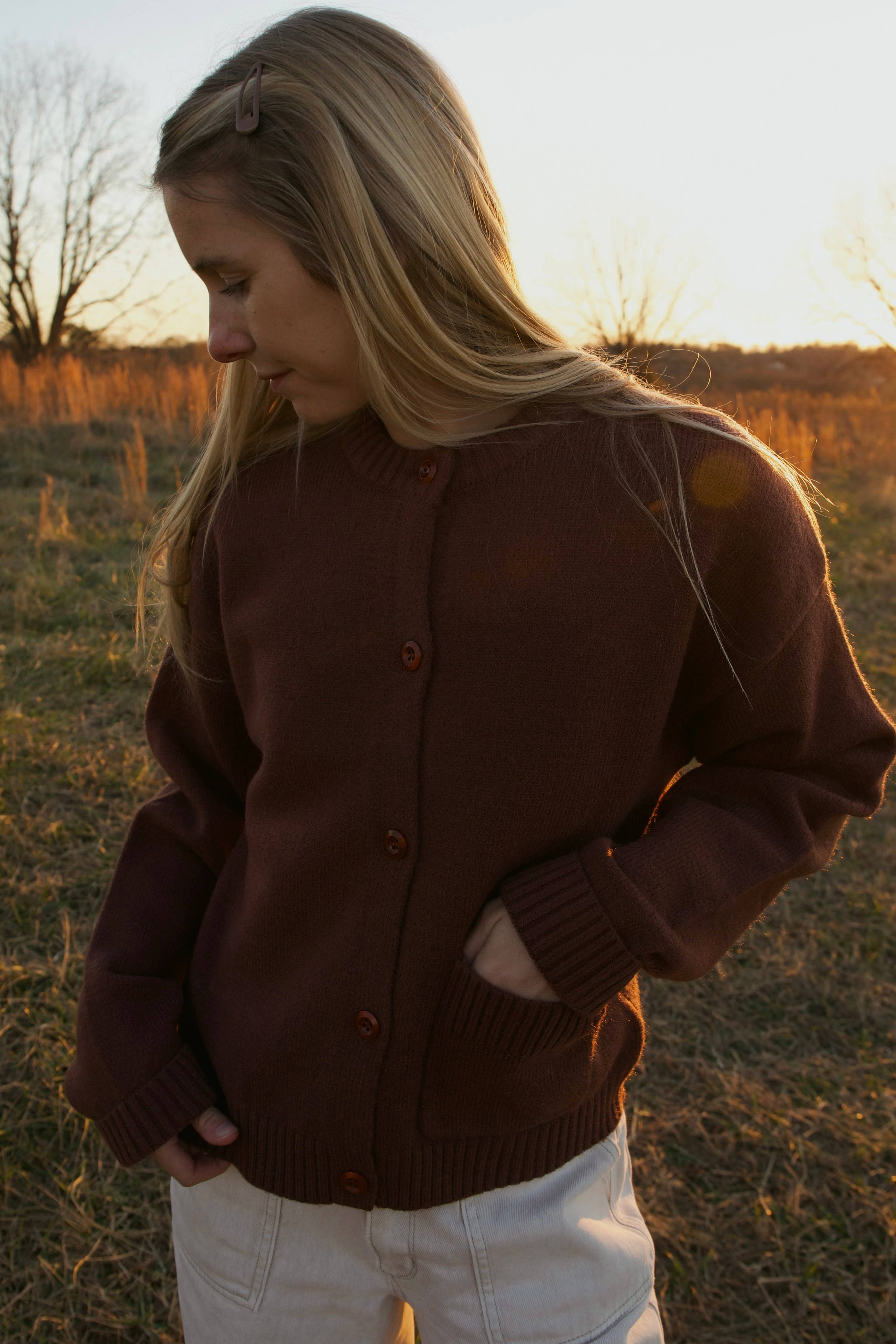 BROWN WOOL CARDIGAN
