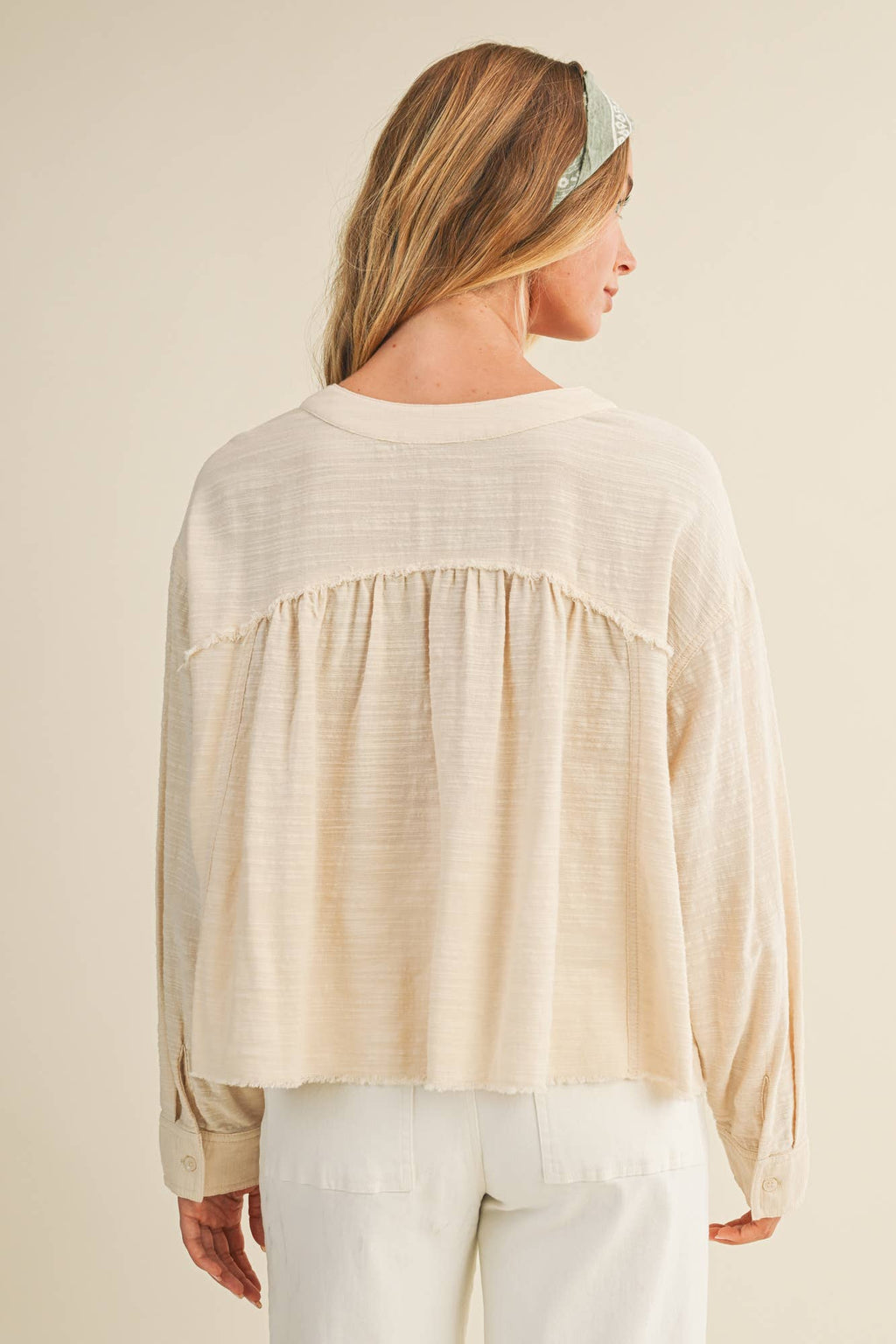 Lace Trim Textured Button-Down Shirt
