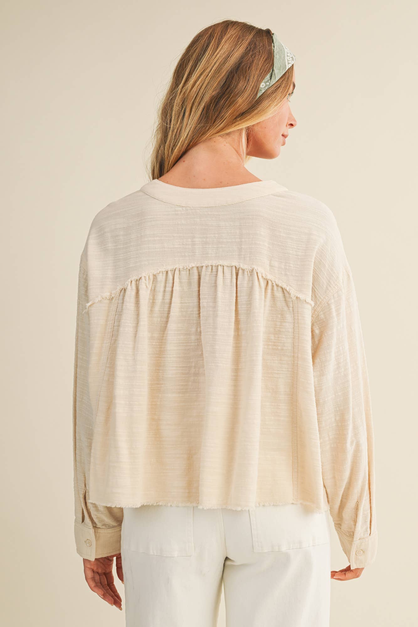 Lace Trim Textured Button-Down Shirt