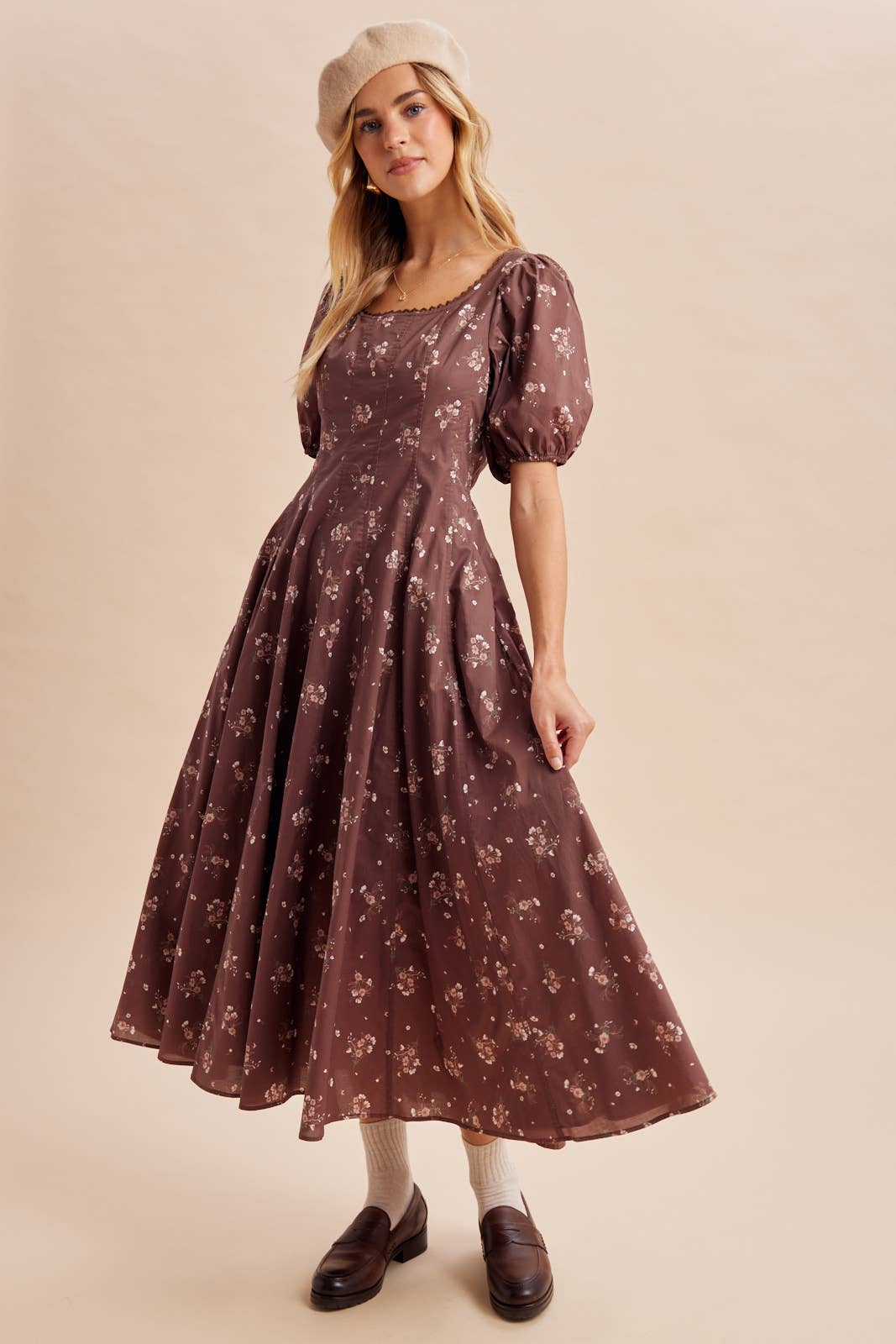 SCOOP NECK FLORAL MAXI DRESS