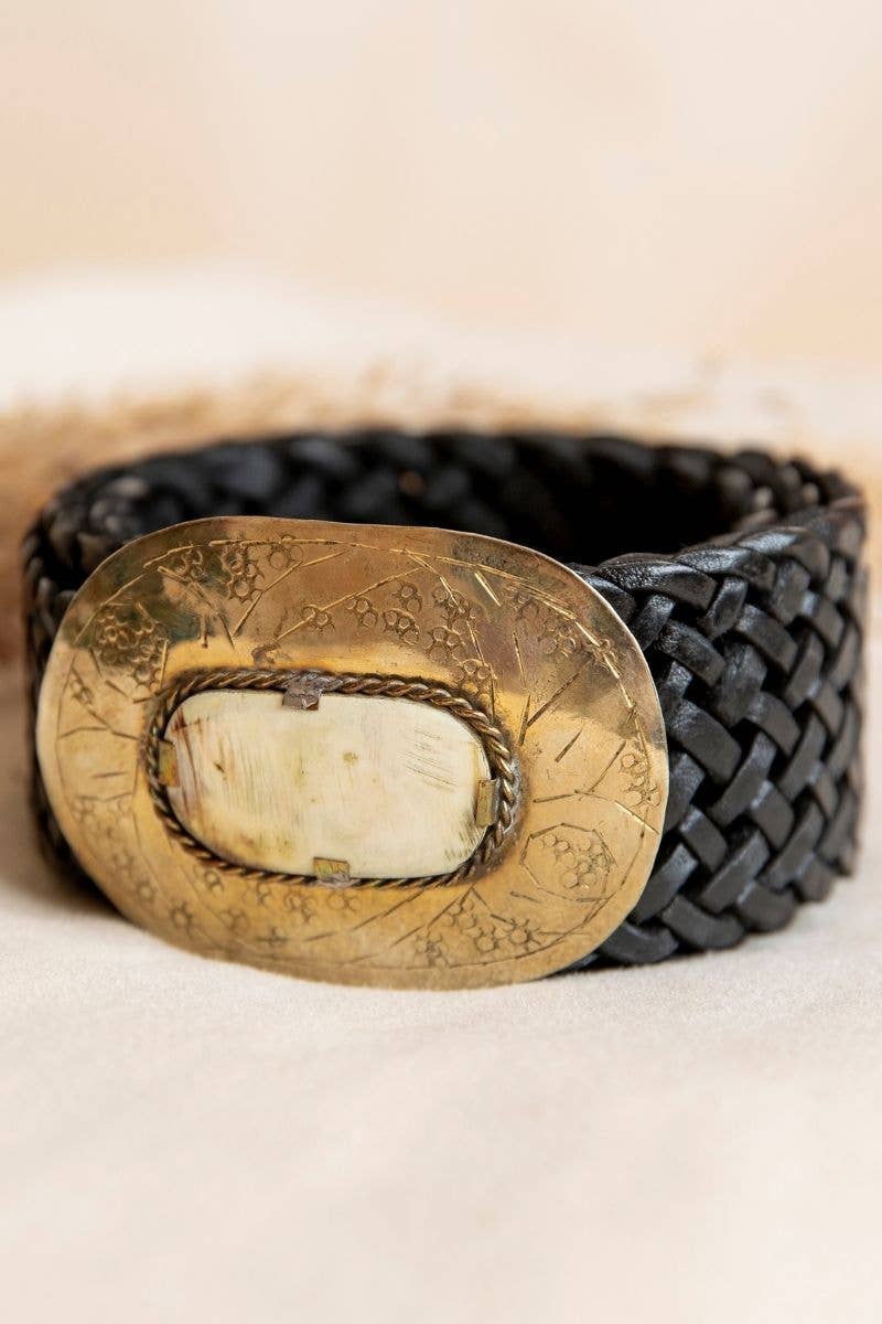 WIDE BLACK LEATHER BELT MERCURIO