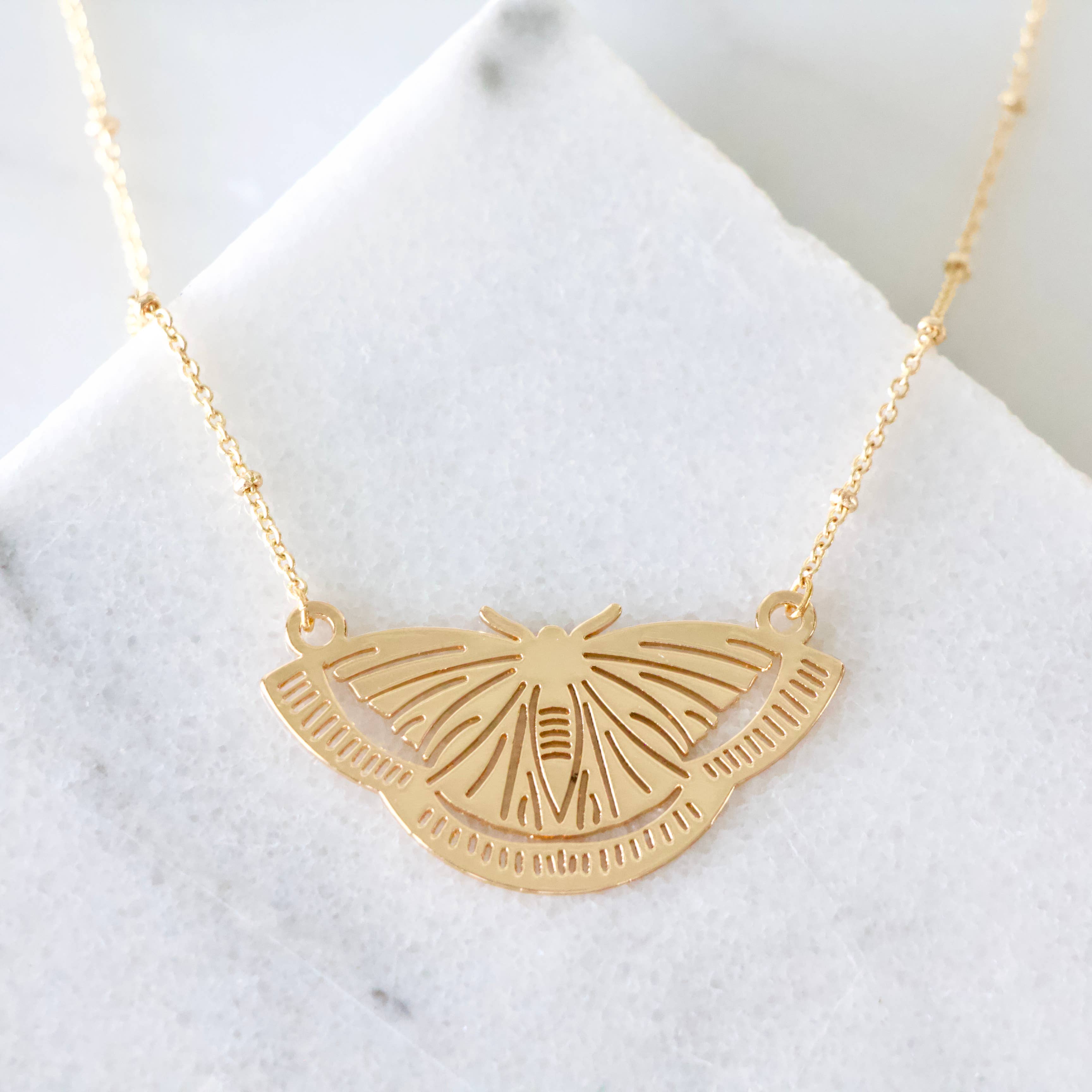 Collar Necklace - Moon Phase, Moth, Leaf