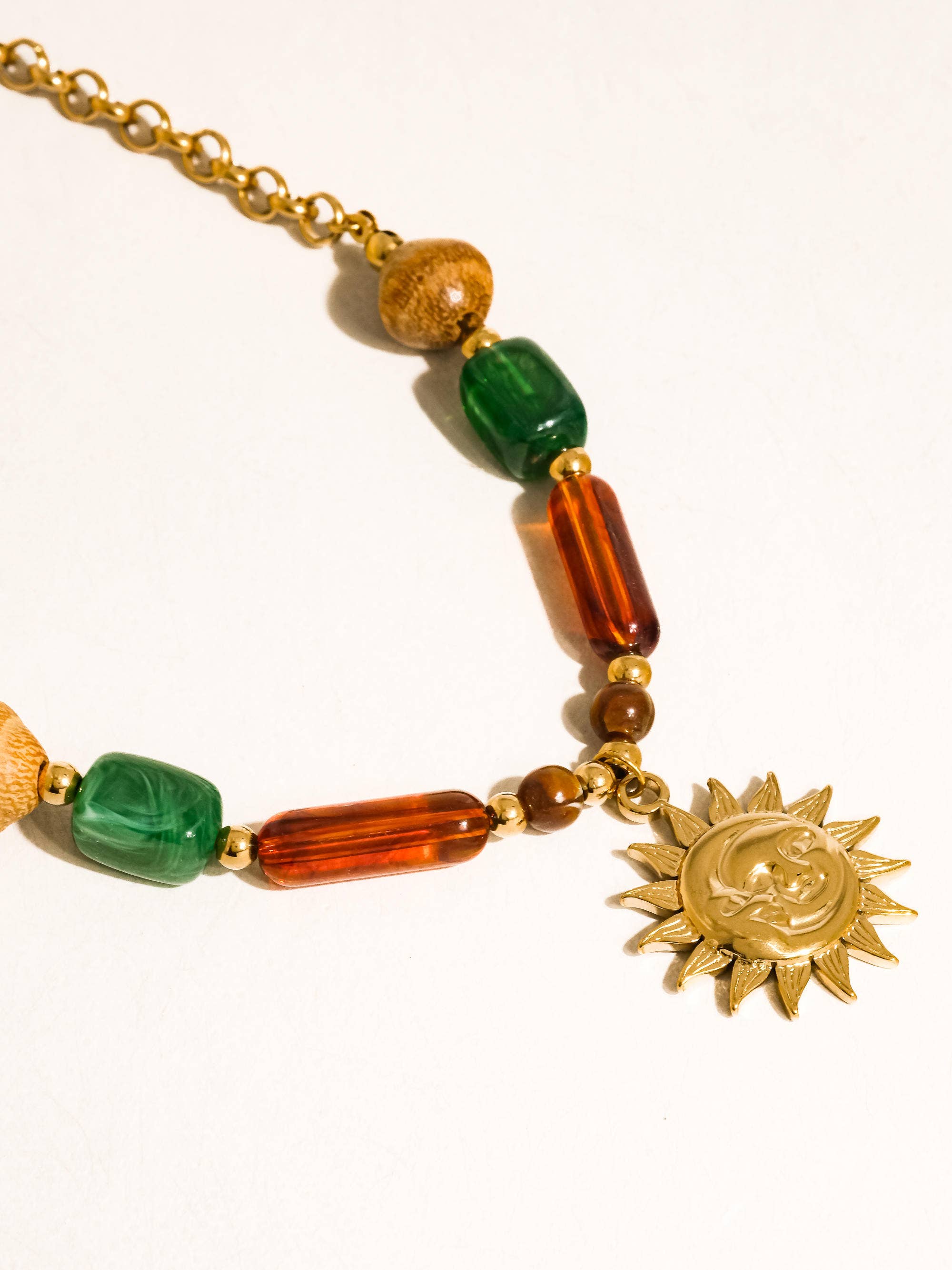 Brisa 18K Gold Non-Tarnish Beaded Sun Pendant Necklace