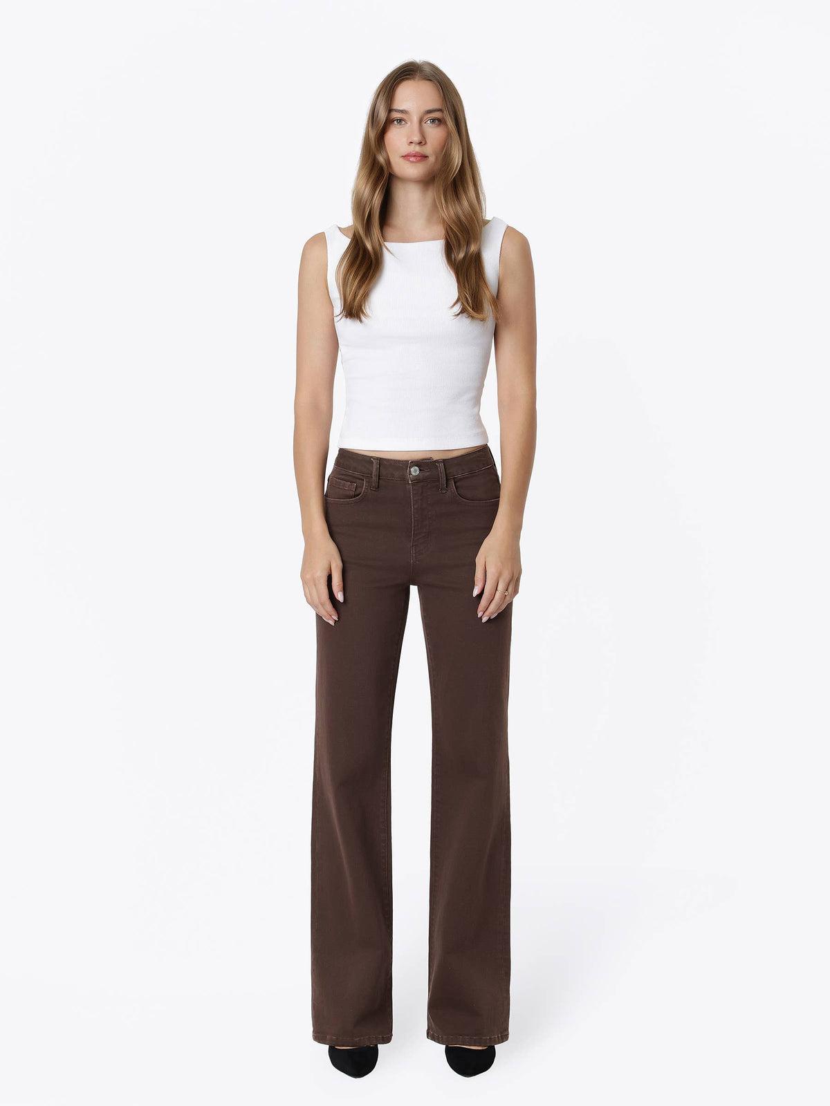 HIGH RISE COLOR SLIM WIDE JEANS T7714SAL