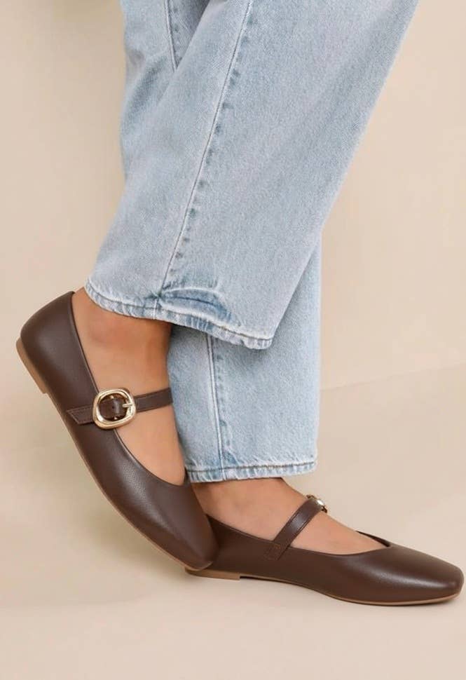 Charlotte-15 Ballet Flat with Sculptural Buckle Accent