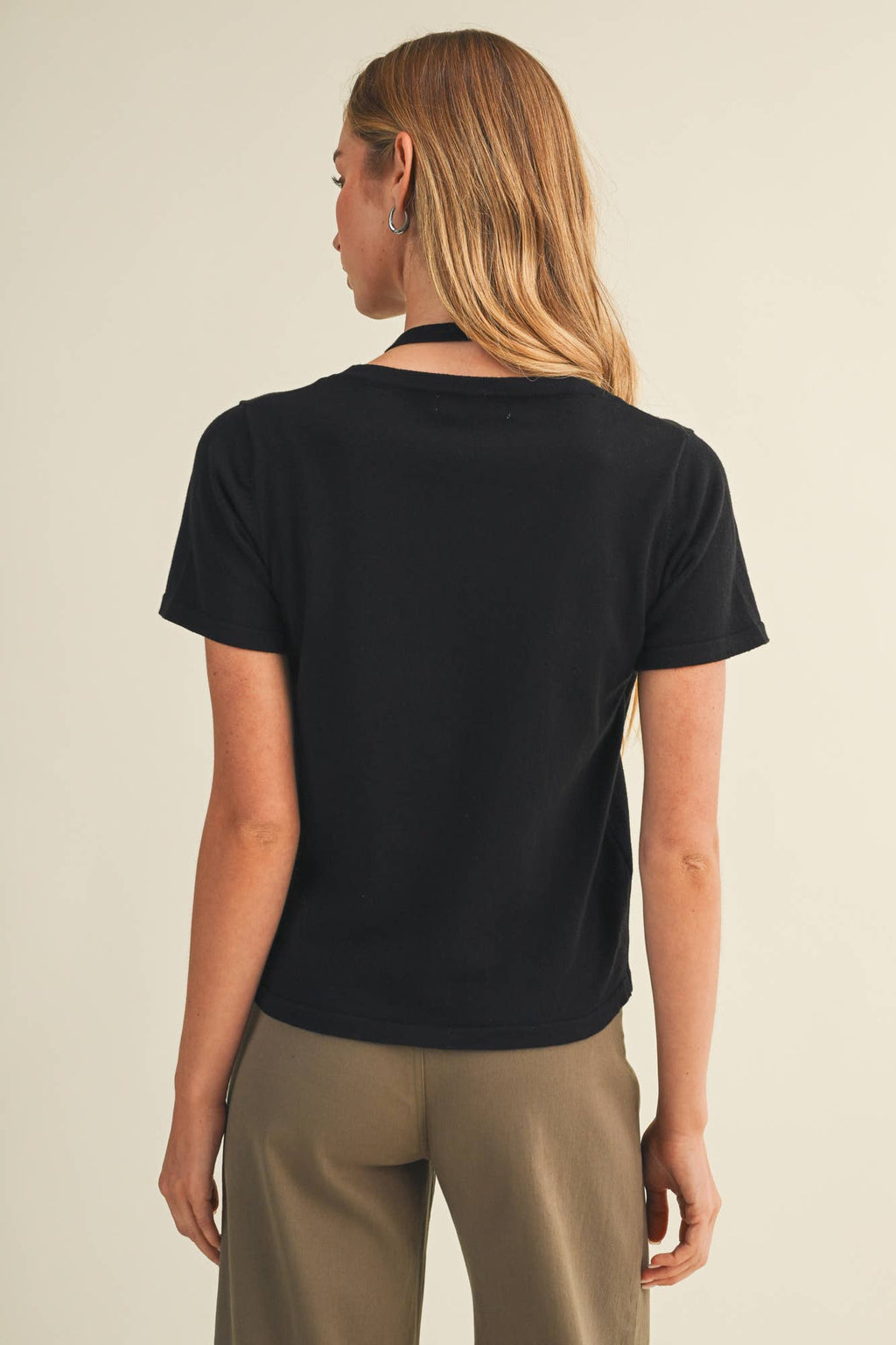 Halter Strap V-Neck Knit Blouse