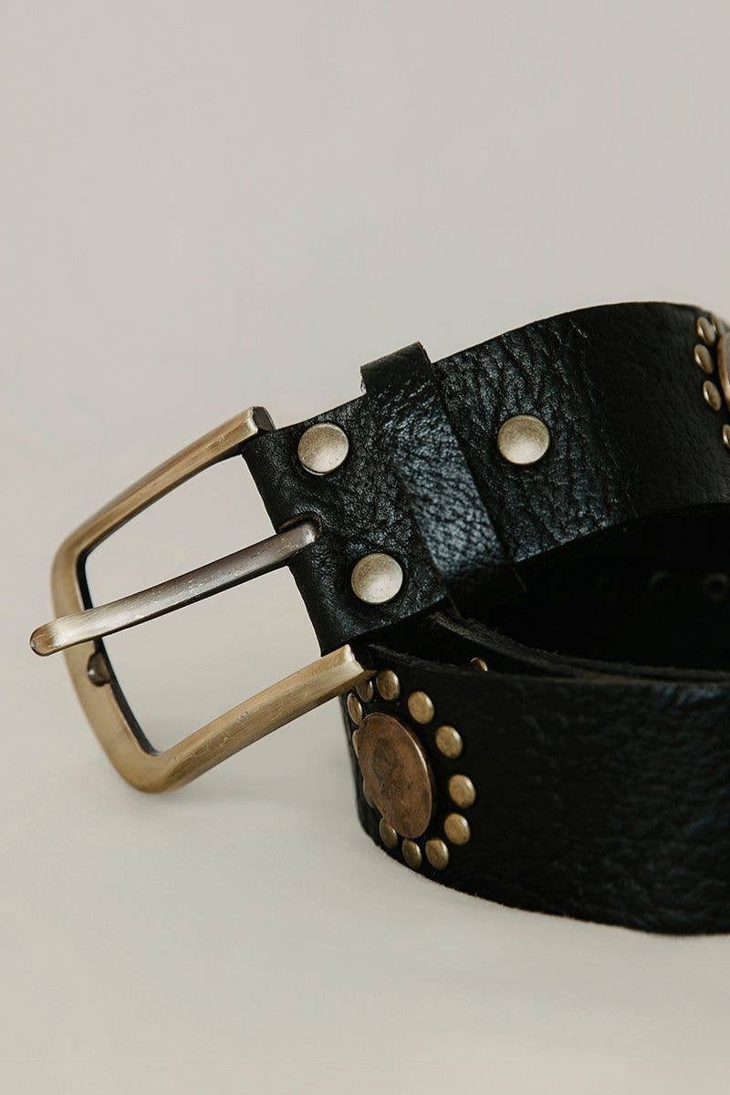 BLACK LEATHER WIDE COIN BELT