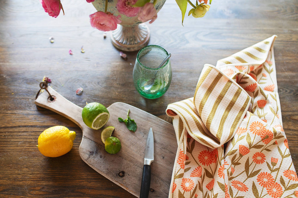 Kitchen Tea Towel Quick Dry | Calendula Flowers