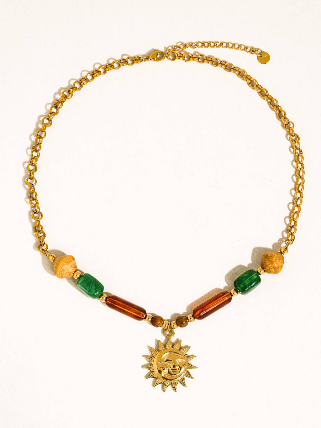 Brisa 18K Gold Non-Tarnish Beaded Sun Pendant Necklace