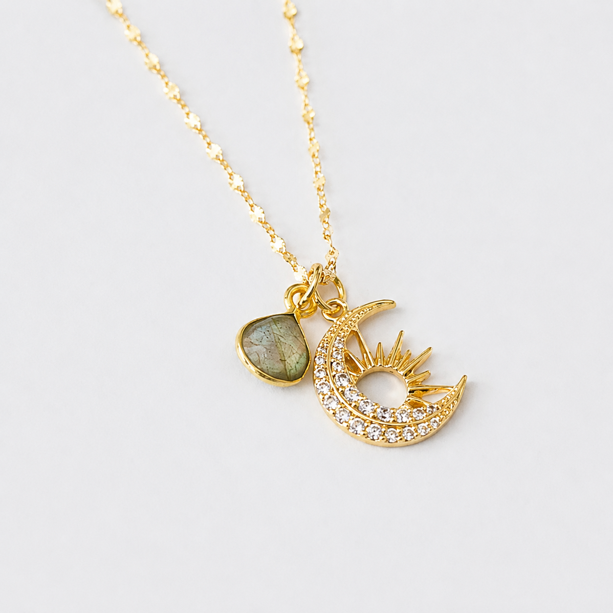 Celestial Necklace - Aquamarine Quartz or Labradorite
