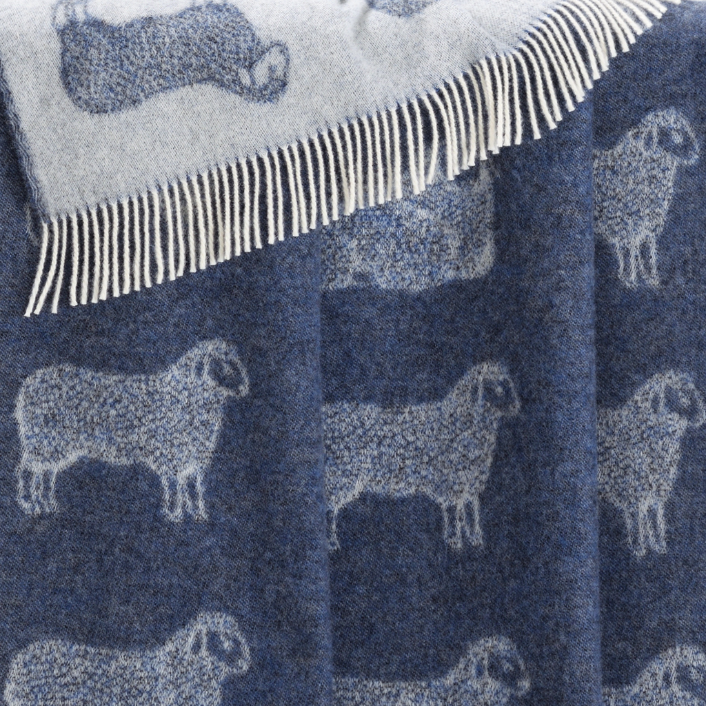 Denim Blue Sheep Pure Wool Throw
