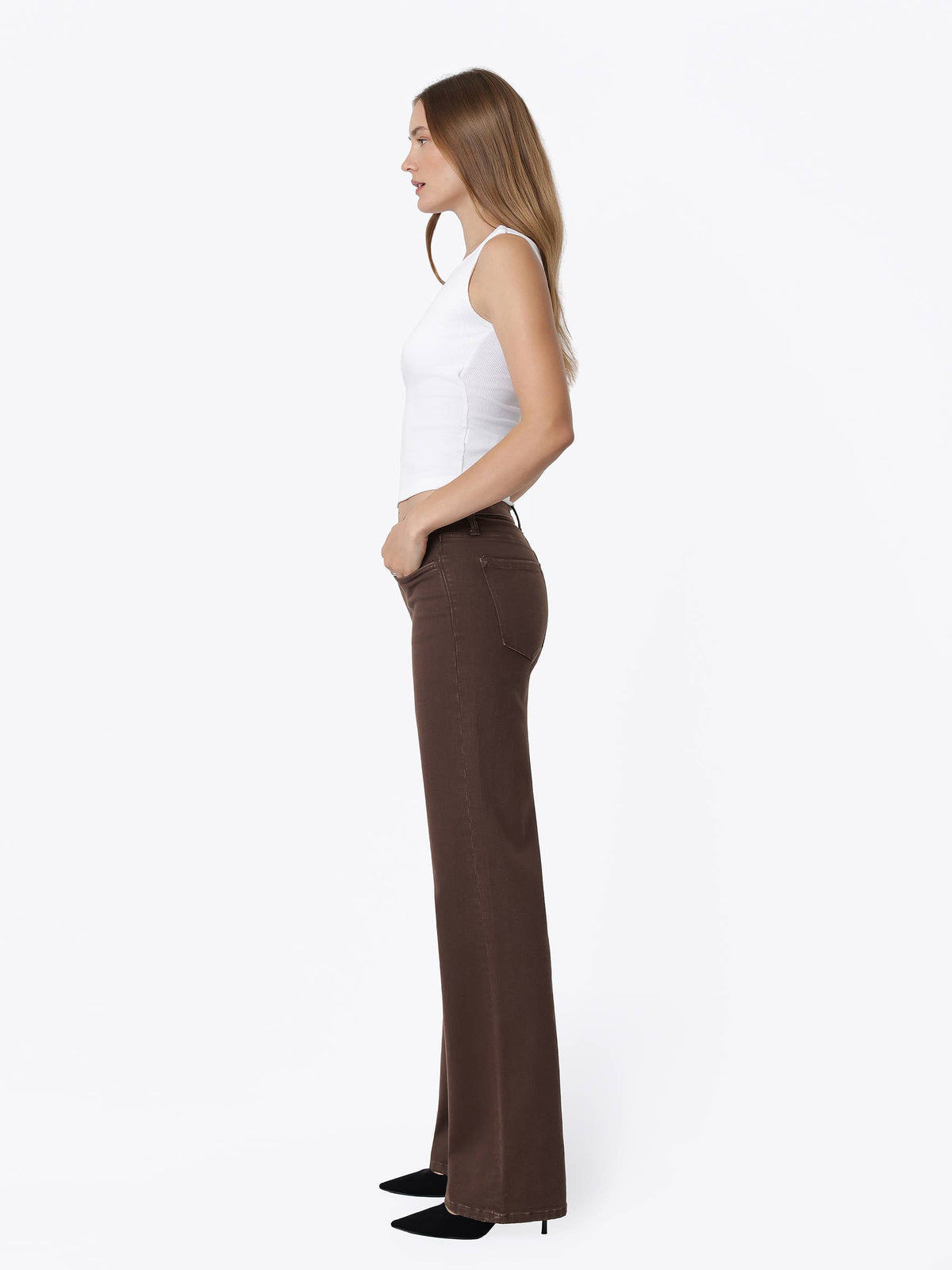 HIGH RISE COLOR SLIM WIDE JEANS T7714SAL