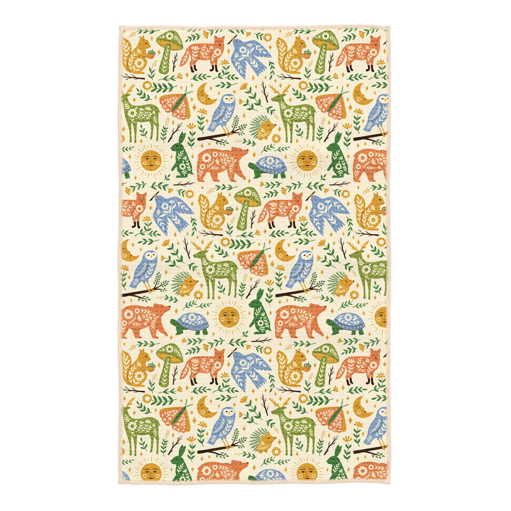 Kitchen Tea Towel Quick Dry | Woodland Friends Animals Print