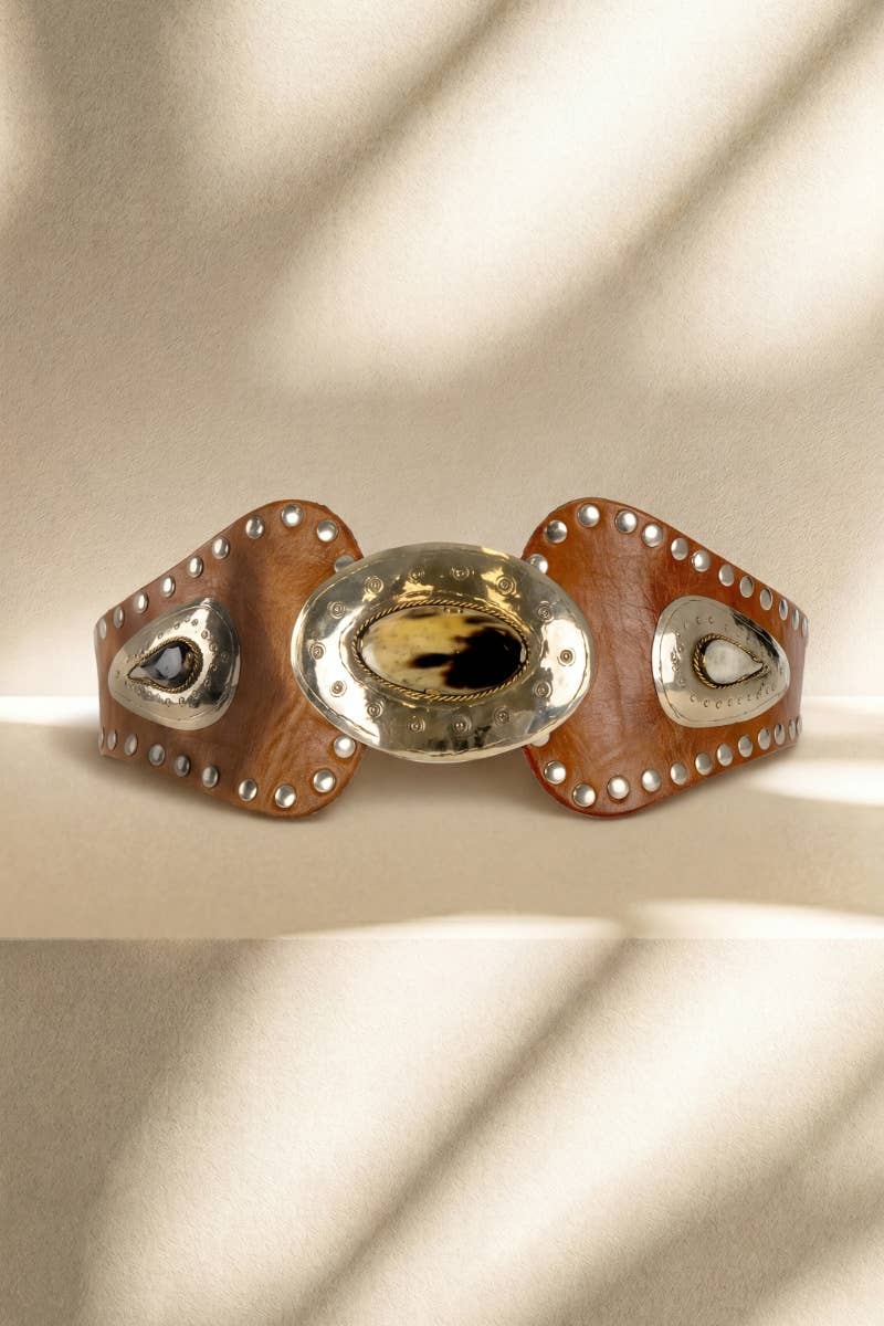 LIGHT BROWN ATLAS LEATHER SASH BELT