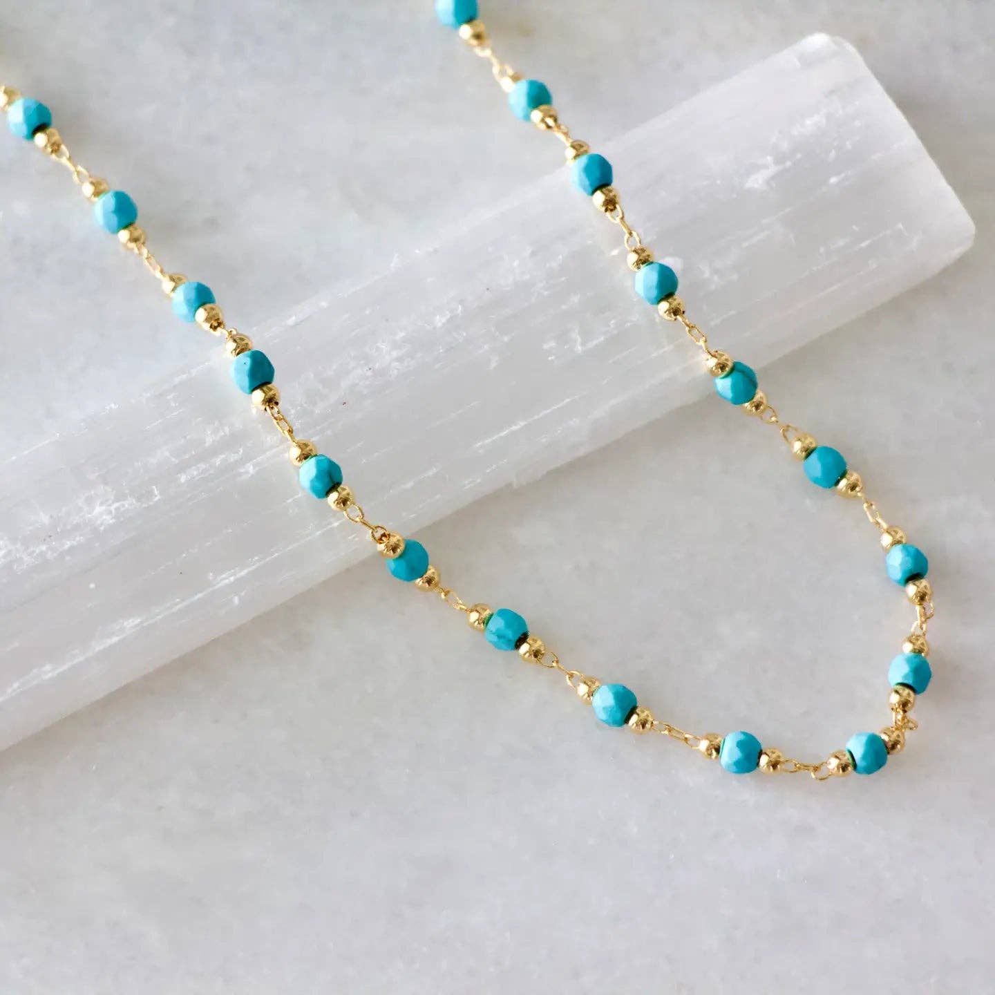 Faceted Turquoise Choker Necklace