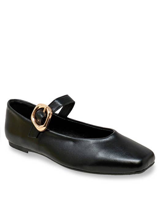 Charlotte-15 Ballet Flat with Sculptural Buckle Accent