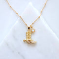 Opal Sun CZ Cowboy Boot Necklace 