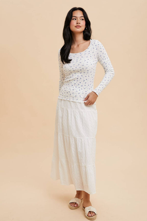 LETTUCE EDGE COTTON FLORAL TOP