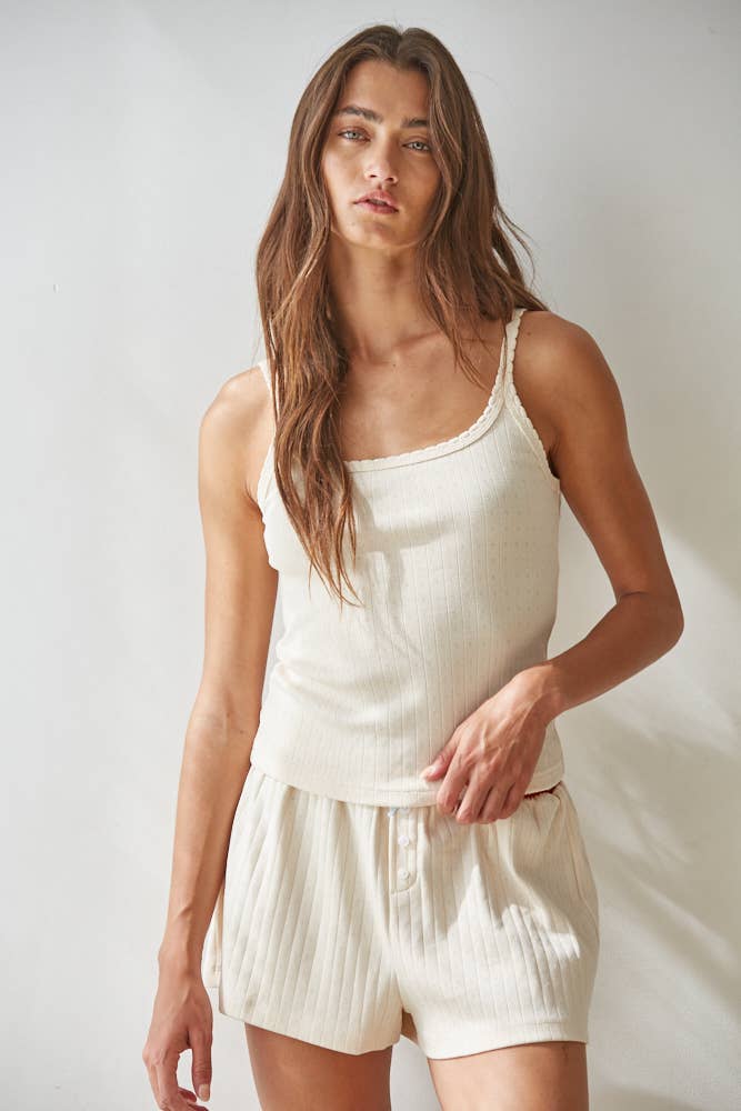 L10099T2 | Knit Cotton Pointelle Cami