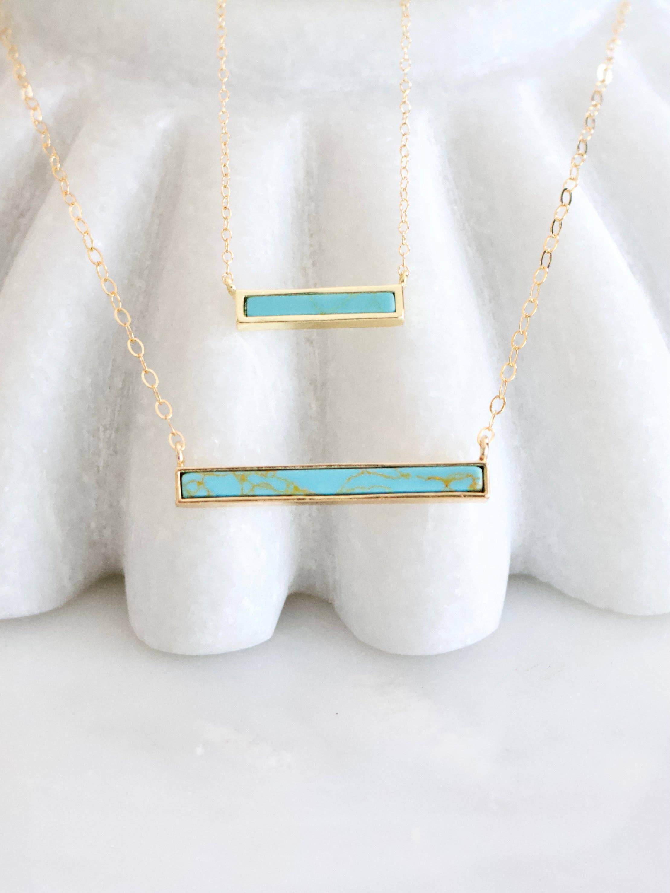 Turquoise Bar Necklace - Gold Filled, Sterling Silver