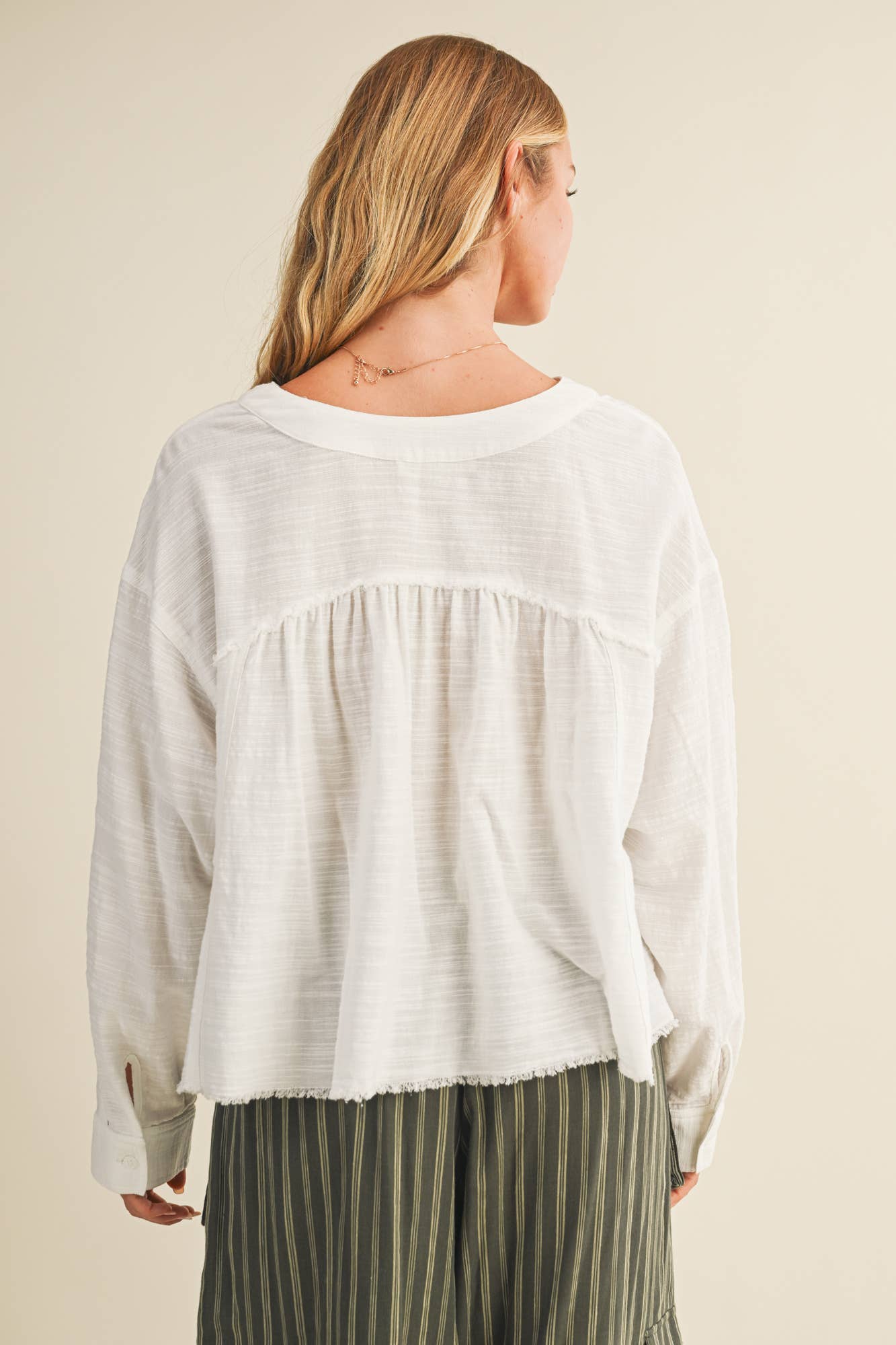 Lace Trim Textured Button-Down Shirt