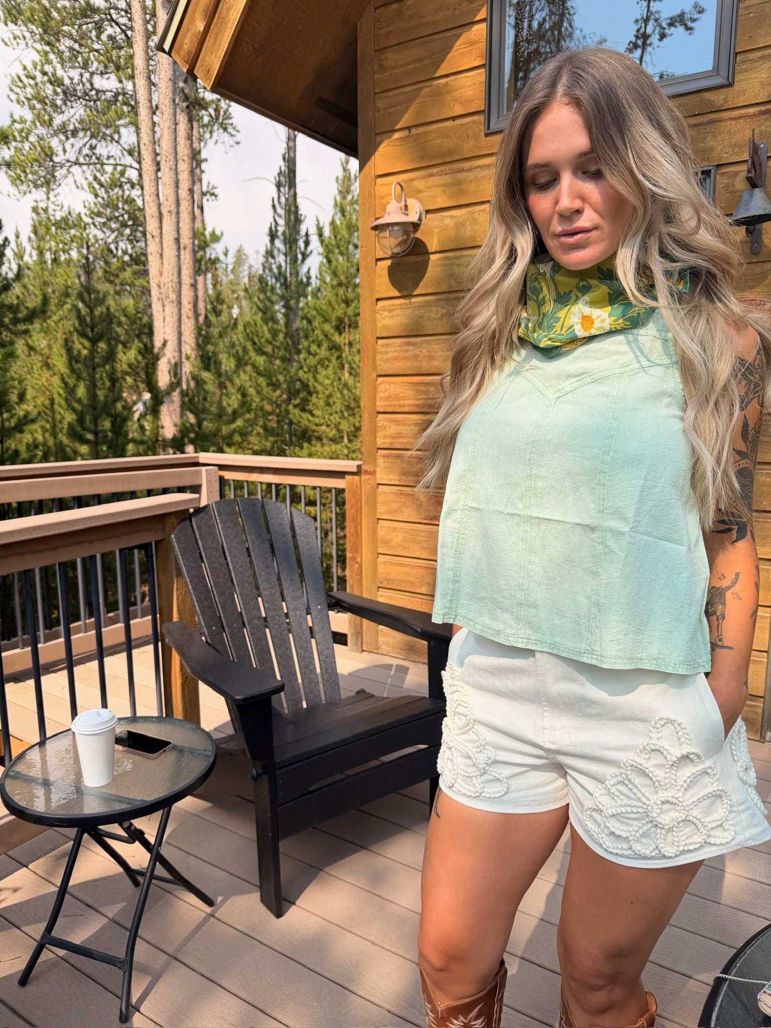 Washed V-Stitch Square Neck Tank