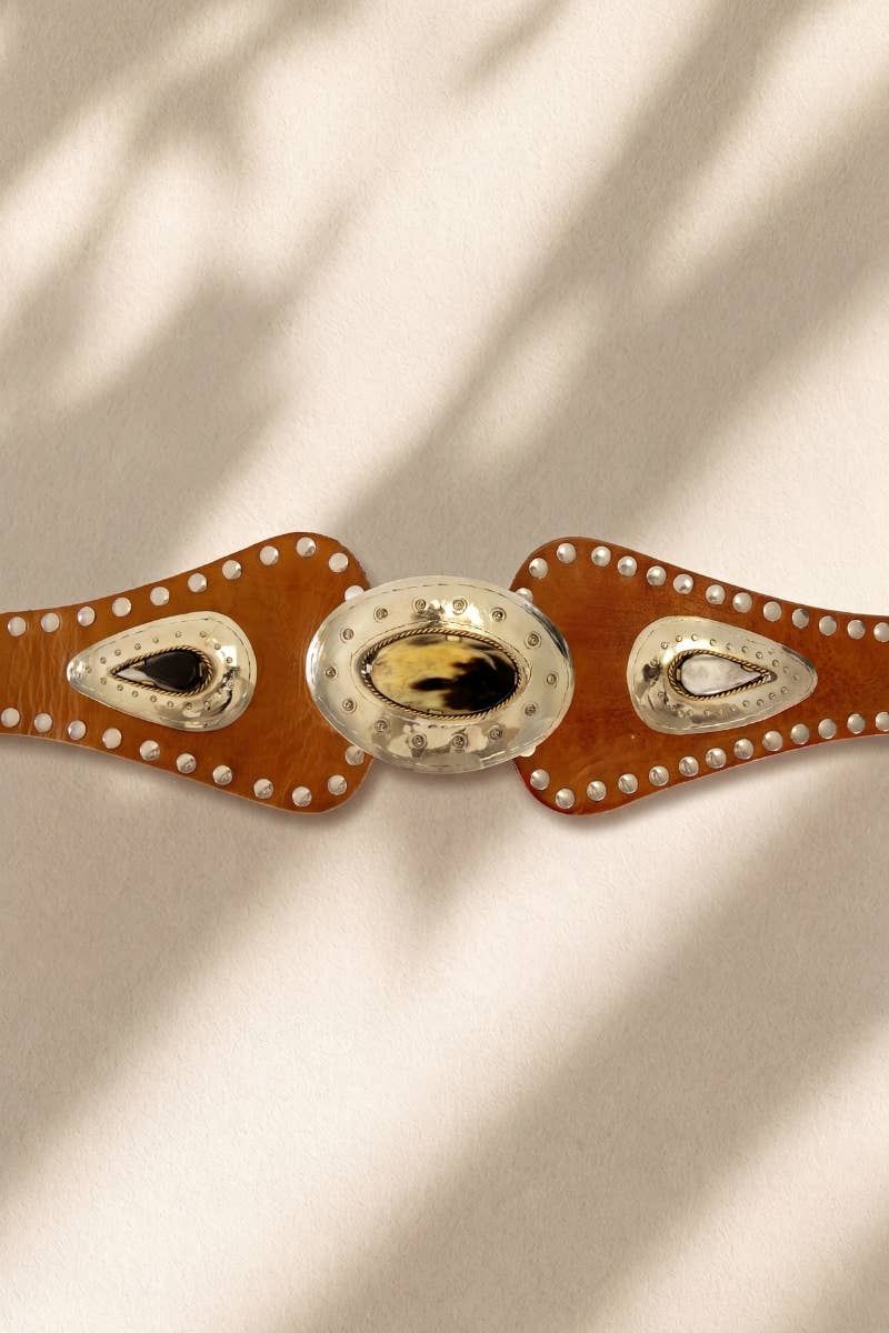 LIGHT BROWN ATLAS LEATHER SASH BELT