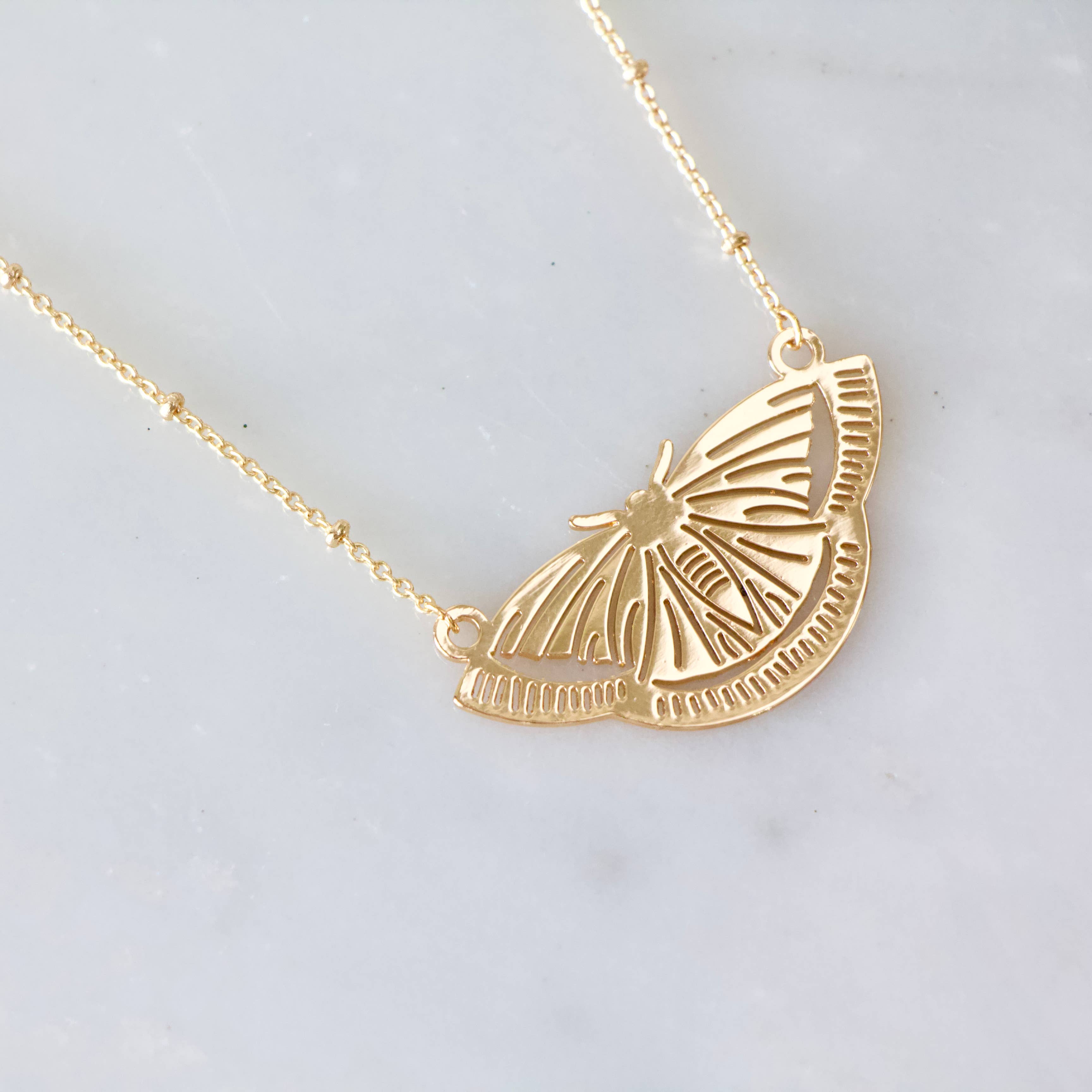 Collar Necklace - Moon Phase, Moth, Leaf