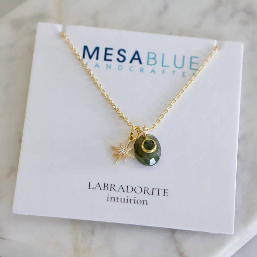 Amazonite, Labradorite, Moonstone Moss Agate Star Necklace