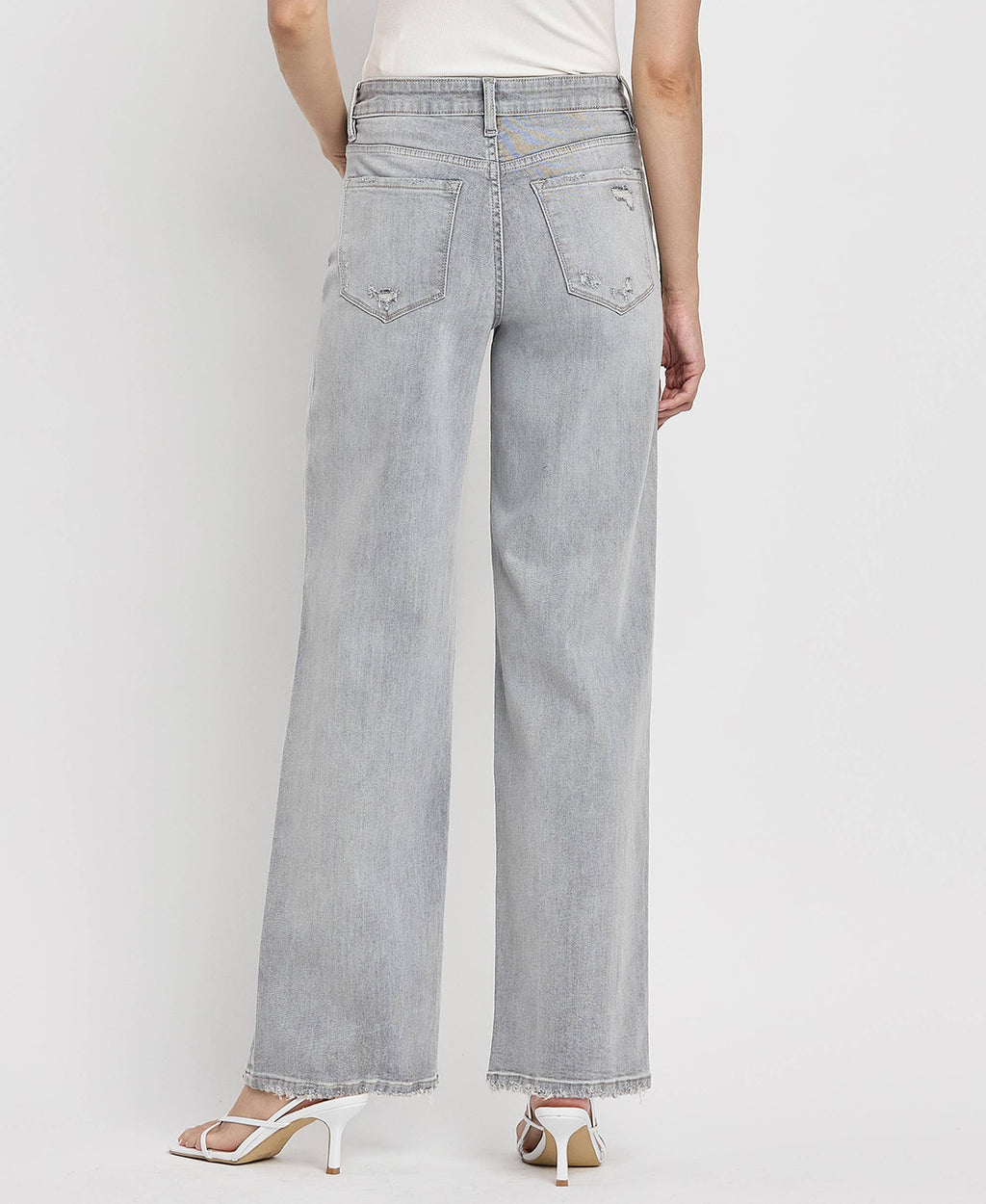 HIGH RISE LIGHT GREY WIDE LEG JEANS F5651