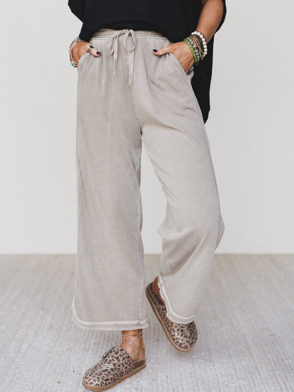Fall Favorite: So Comfy Wide Leg Pant Cropped Length - Mocha