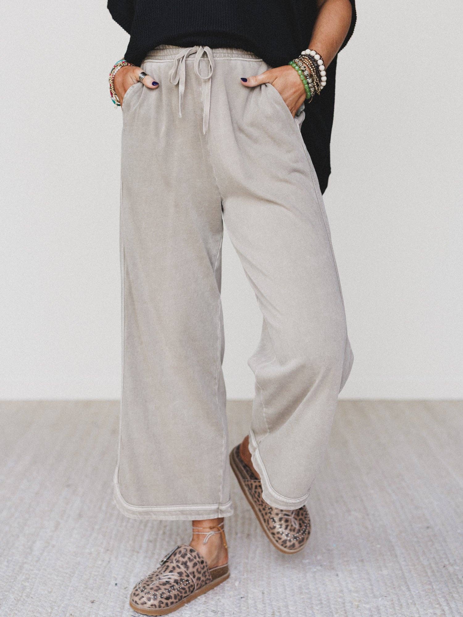 Fall Favorite: So Comfy Wide Leg Pant Cropped Length - Mocha