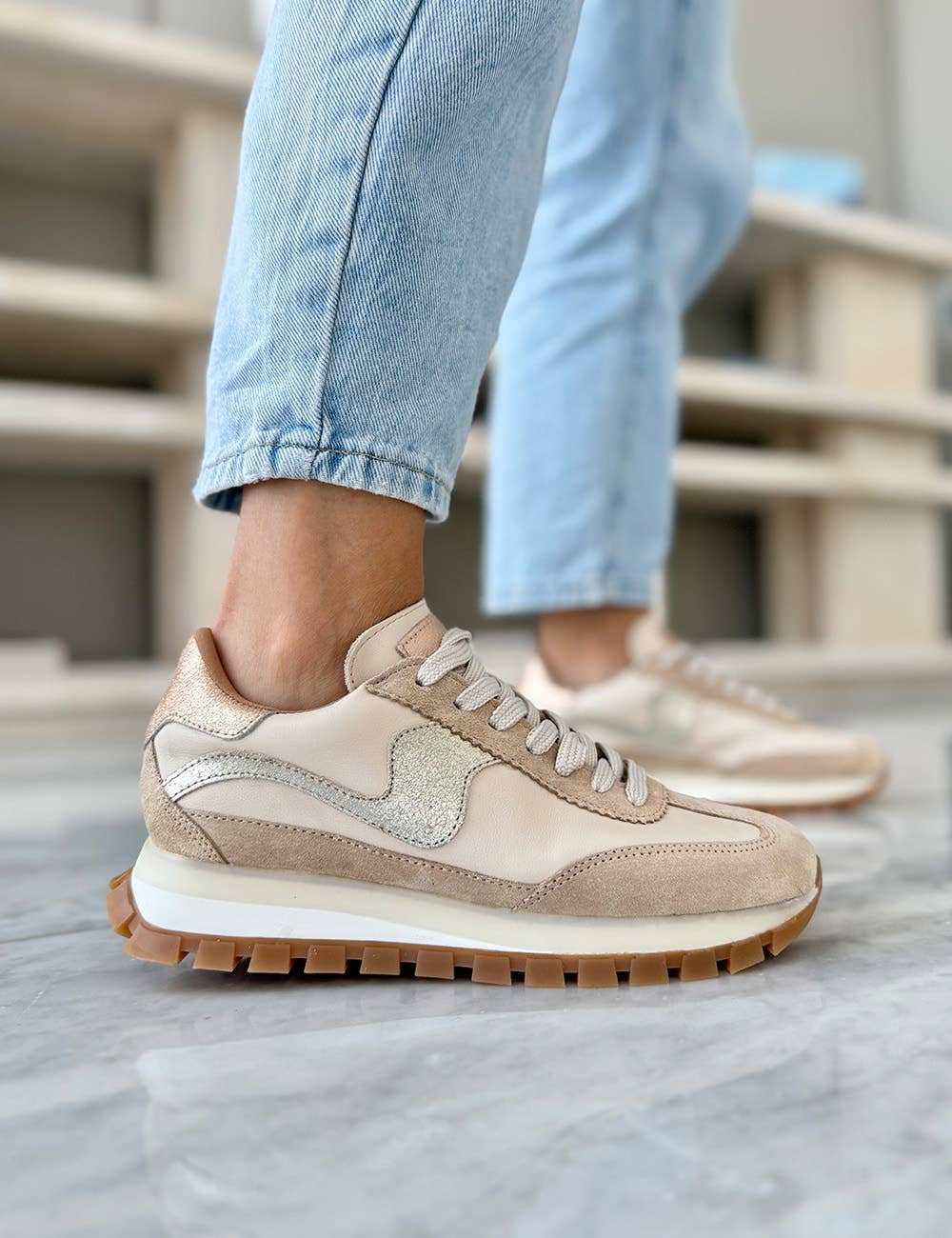 Made to Order - Lumia  Beige - Cow Leather Sneakers