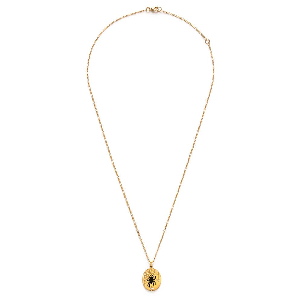 Black Spider Pendant Necklace